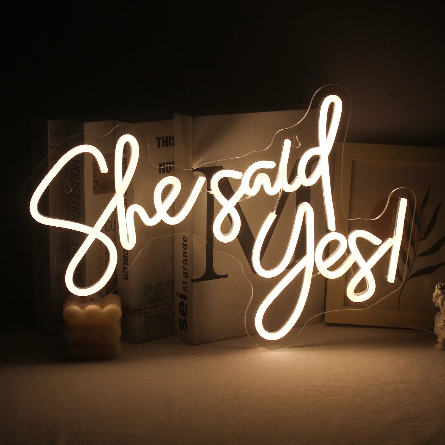 Hello Rosa She Said Yes LED Neon Light Signs USB Power for Wedding Engagement Home Party Decoration