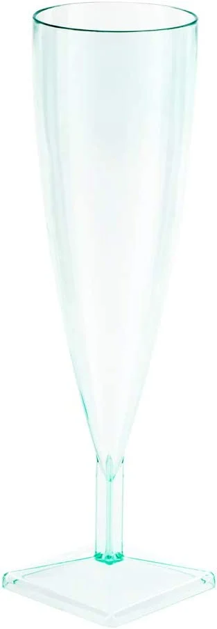 MINGFENG 5 Ounce Plastic Champagne Flutes 100 Tall Mimosa Glasses - Disposable Unique Design Seagreen Plastic Disposable Champagne Glasses For Parties Weddings Fill Beverages Cocktails