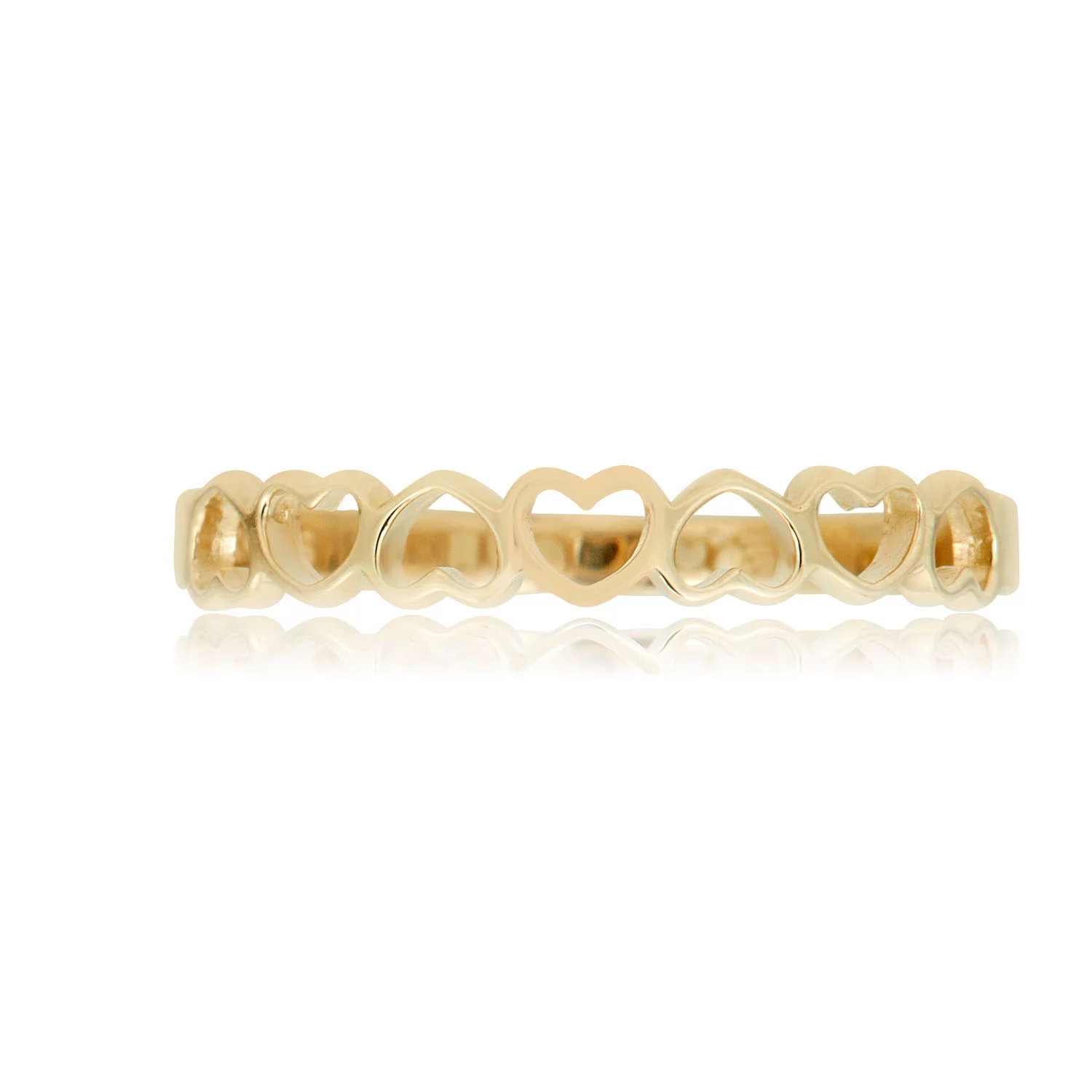 10K Yellow Gold Polished Stackable Open Heart Ring Size 8