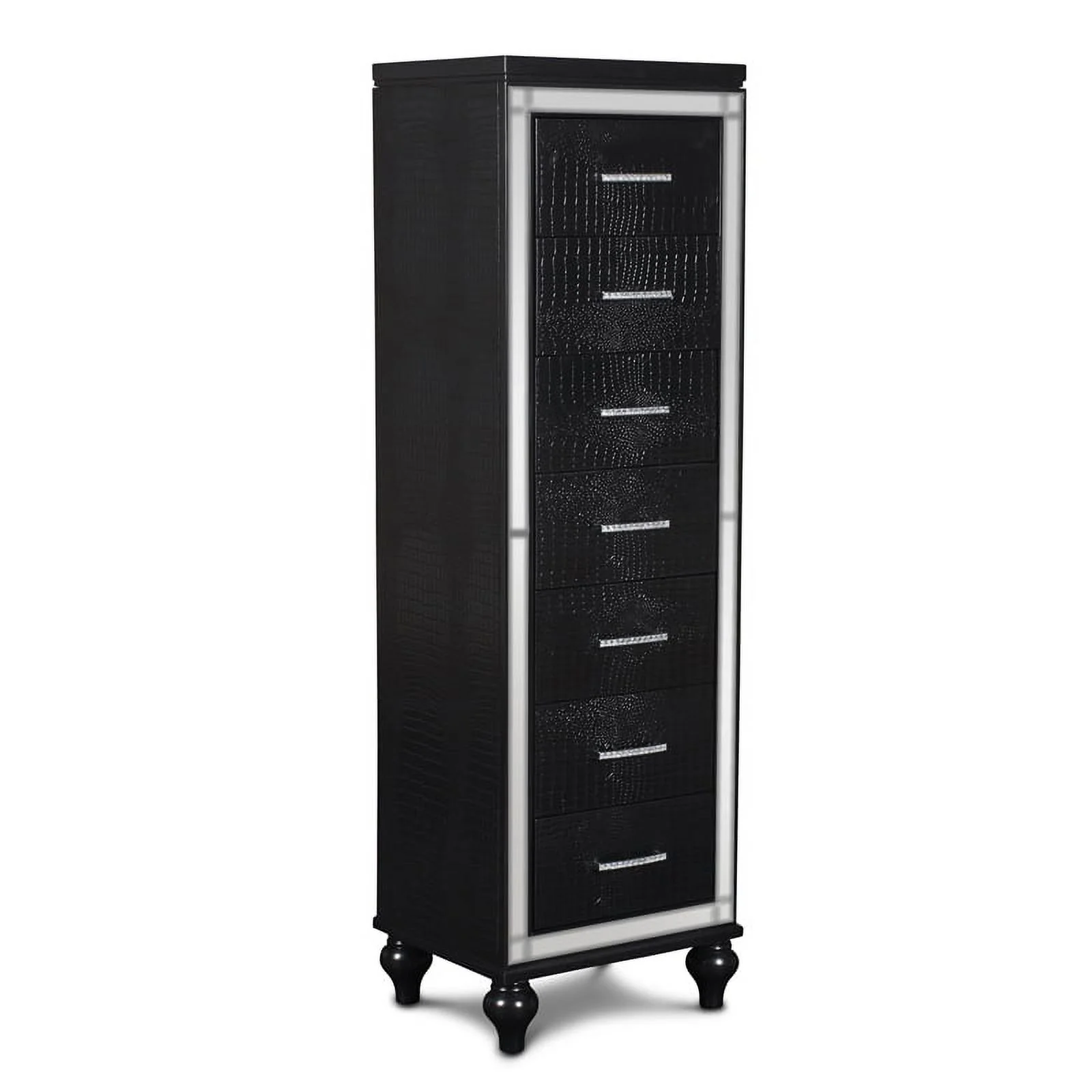 Pemberly Row Contemporary 7-Drawer Wood Lingerie Chest in Black