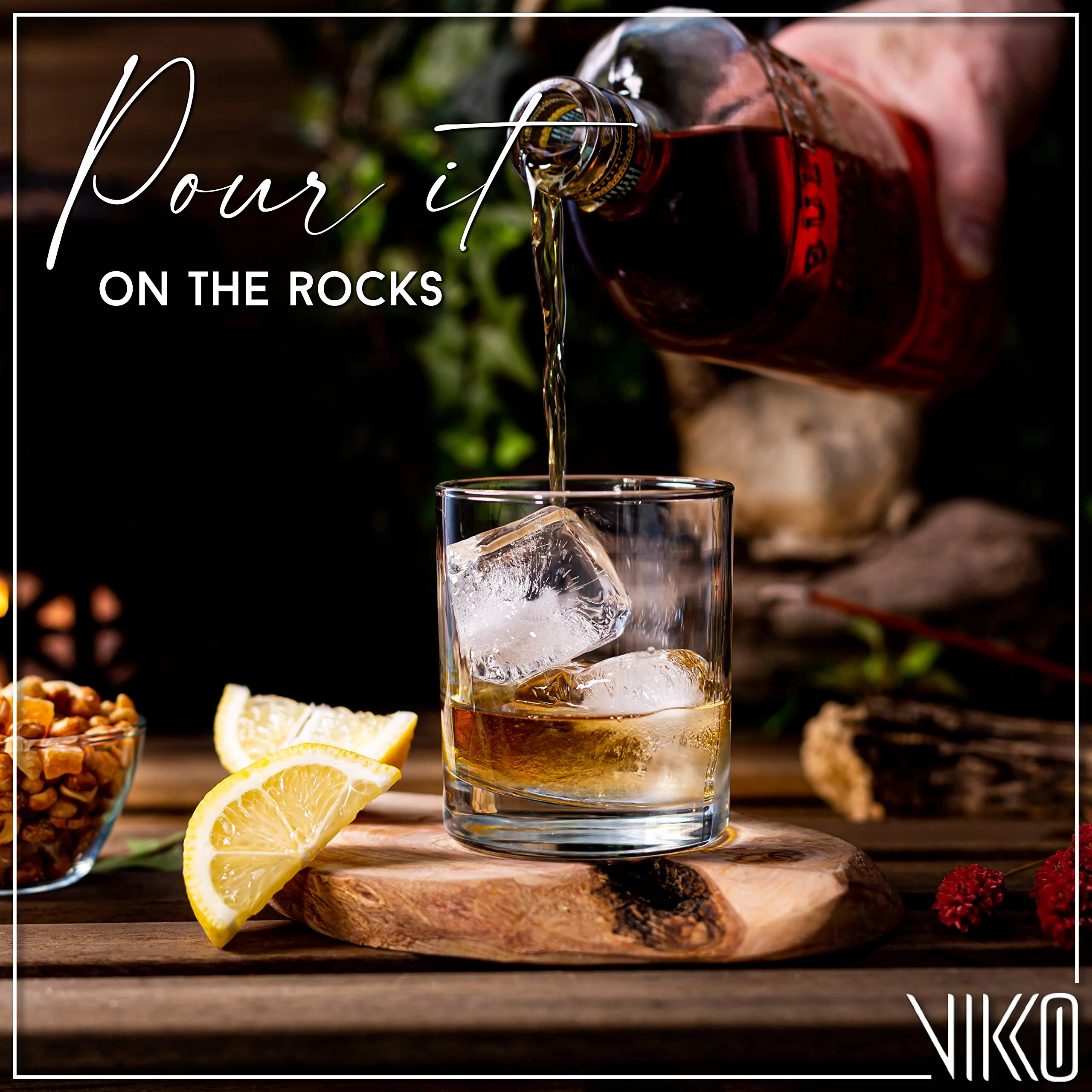 Vikko Whiskey Glasses, 10.25 Oz Scotch Glasses, Set of 6 Old Fashioned Glasses, Crystal Clear Bar Glass, Sturdy Base