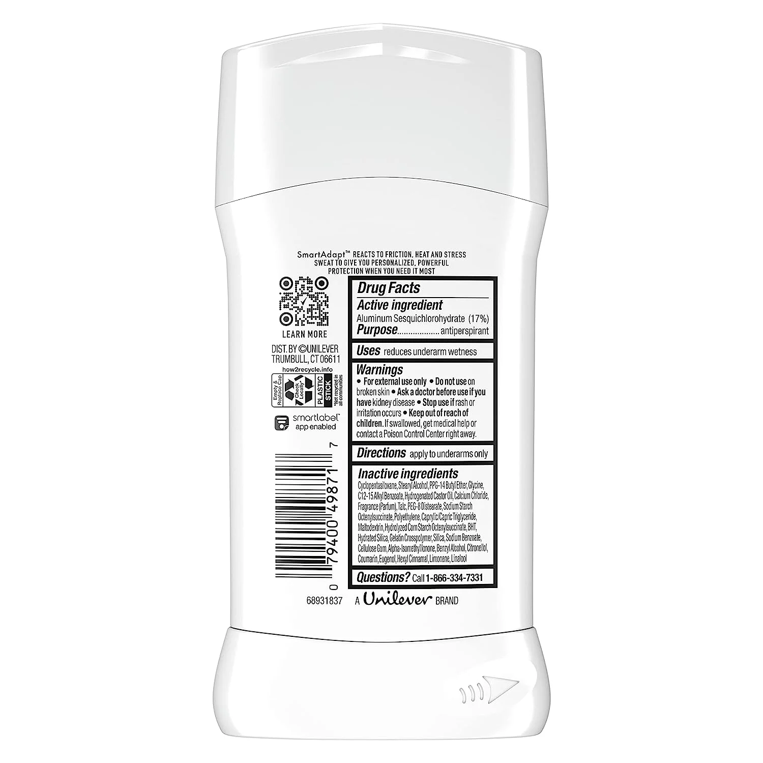 Degree Unlimited Antiperspirant Deodorant Stick Fresh 2 Count Long-Lasting Sweat & Odor Protection with Antiperspirant Technology SmartAdapt Tech 2.7 oz Fresh Invisible Solid 2.70 Ounce (Pack of 2)