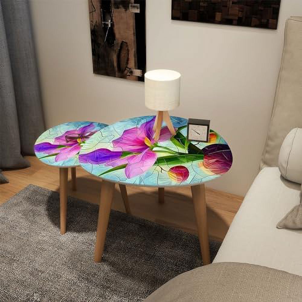 TJXFVNB Small Coffee Nesting  Abstract Stained Glass Mosaic red  Triangle End  Center   Modern   Room Bedroom Balcony