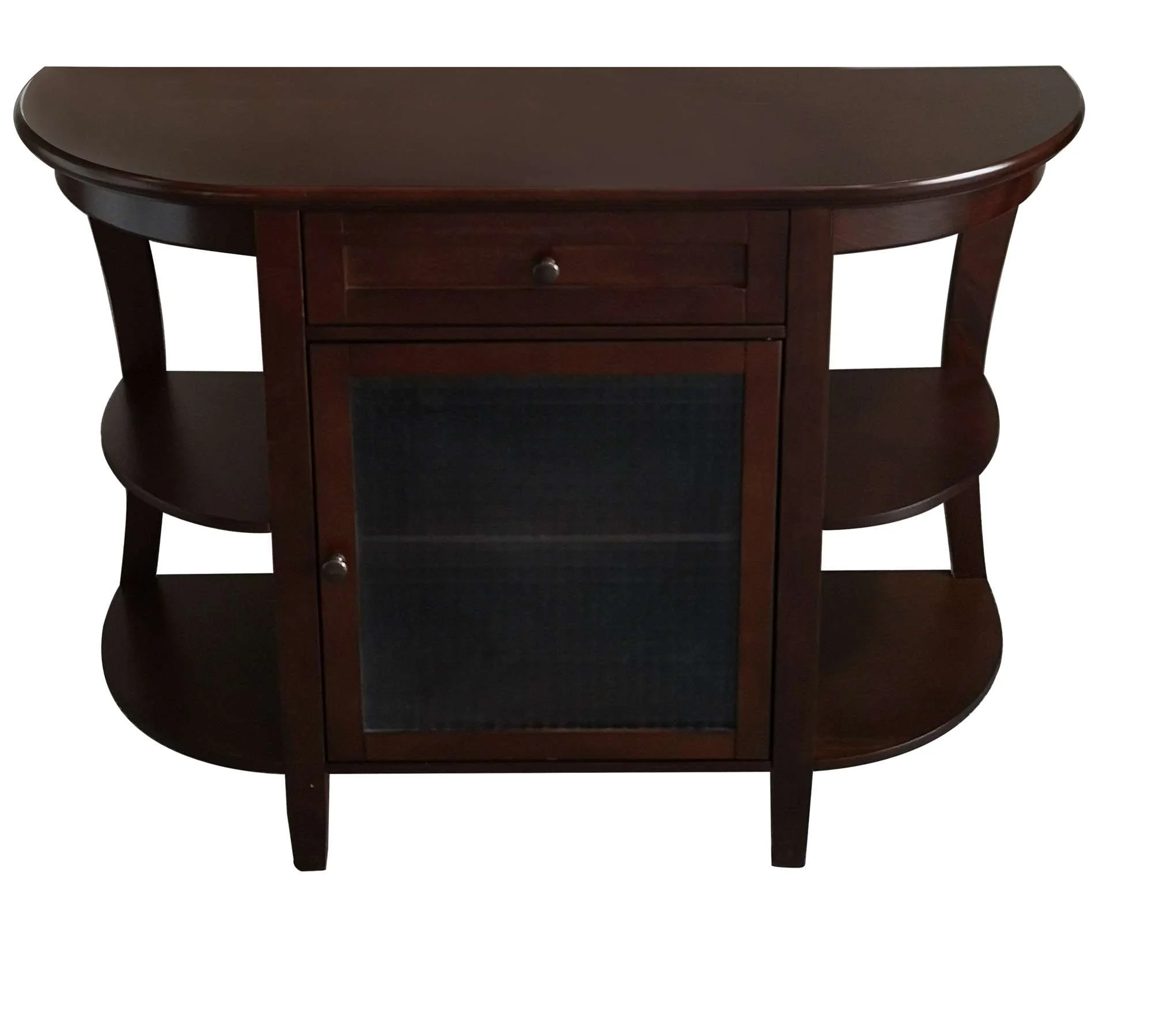 Kings Brand Furniture Traditional Wood Buffet Console Table with Open & Closed Storage, Crescent Style (Walnut)