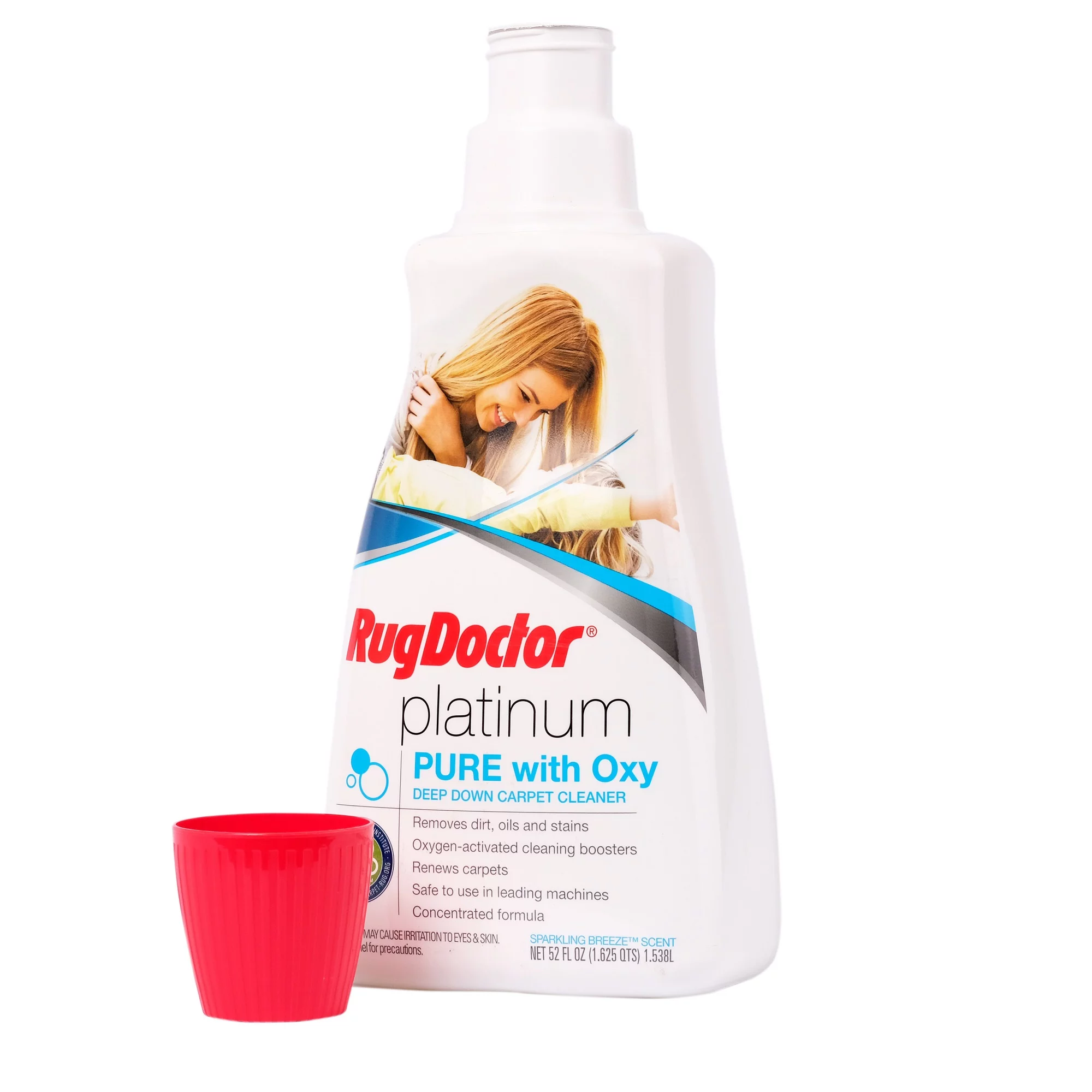 Rug Doctor Platinum Pure with Oxy; Penetrating Carpet Cleaning Solution, with Powerful Oxygen Boosters, Lifts and Extracts Stains, Spots and Spills from Carpet Fibers Without Sticky Residue; 52 OZ.