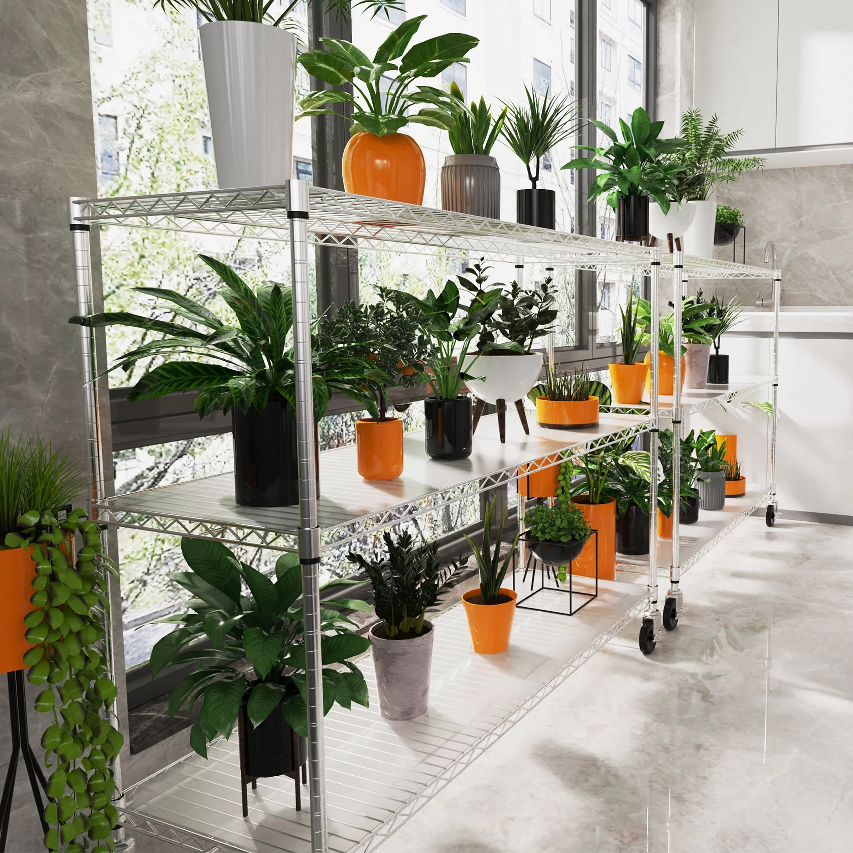 Heavy Duty 6-Tier Wire Shelving Unit - 6000 LBS NSF Height Adjustable Metal Garage Storage Shelves with Wheels, Robust Storage Wire Rack Metal Shelves