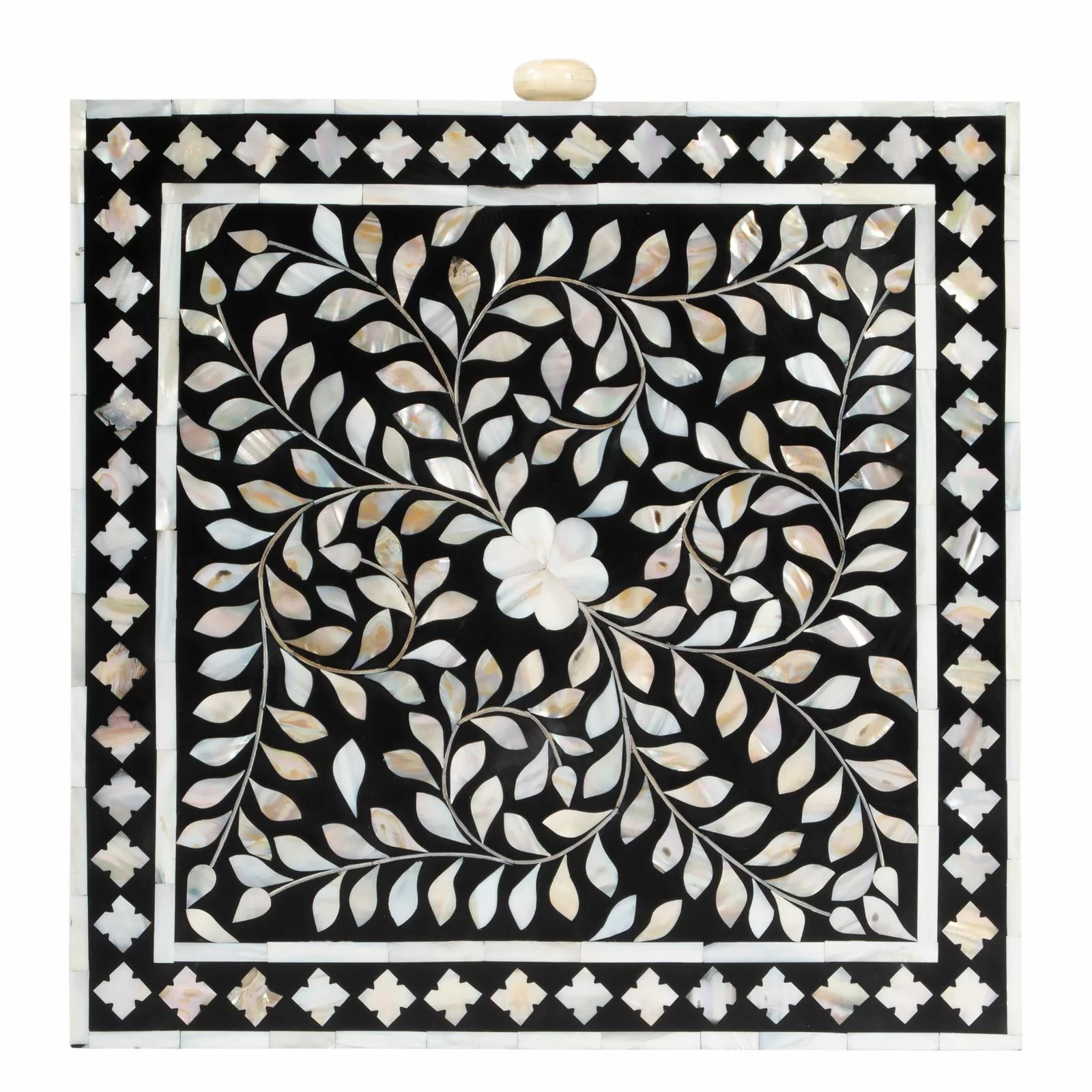 Butler 5532388 24 in. Purgenia Mother of Perl Side Table, Black & White