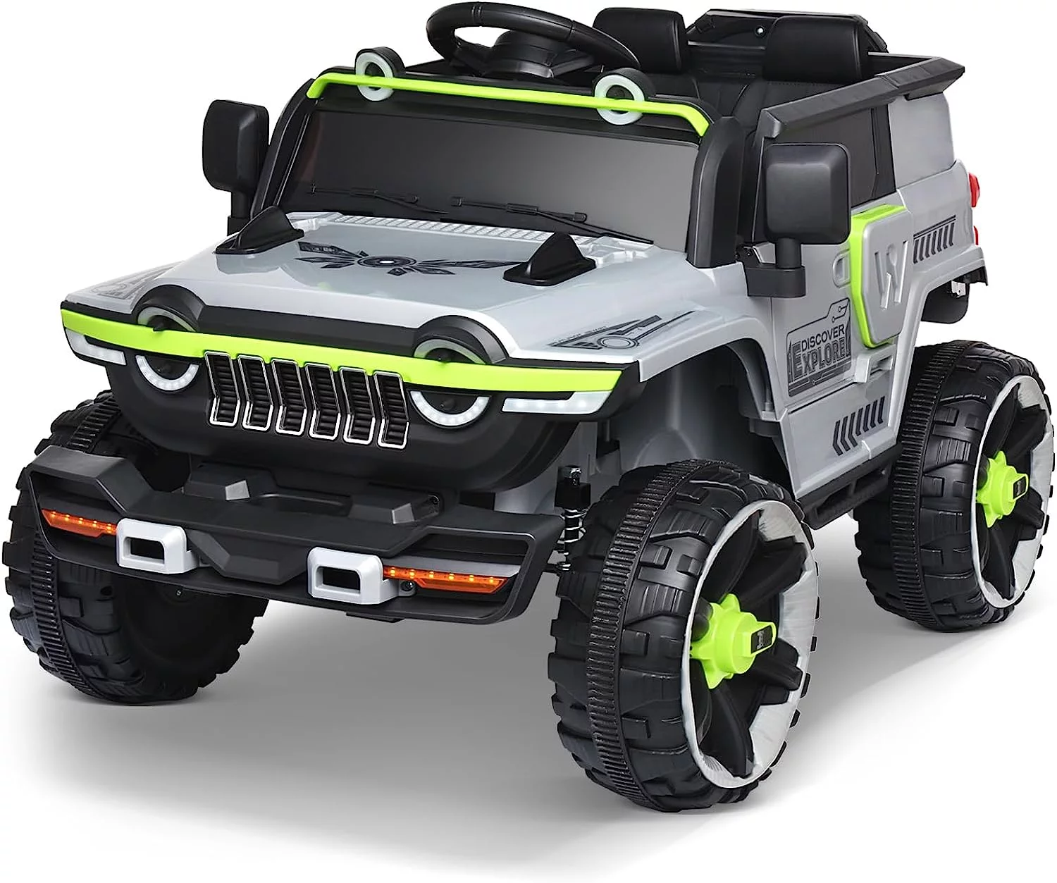 Joywhale 12V Kids Ride on Truck Battery Powered Motorized Electric Car, with 7AH Battery, Remote Control, Suspensions, Gray