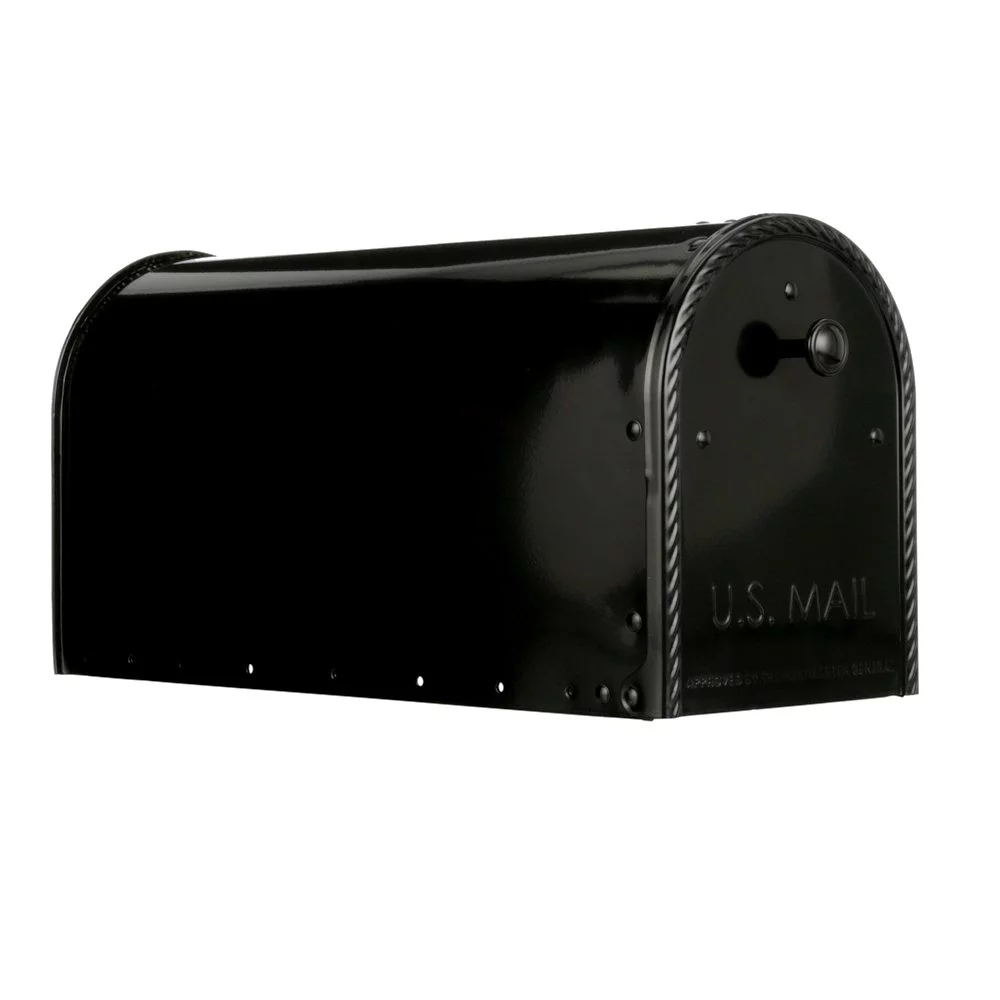 Architectural Mailboxes Edwards Large, Steel, Post Mount Mailbox, Black, Model #EM160BAM