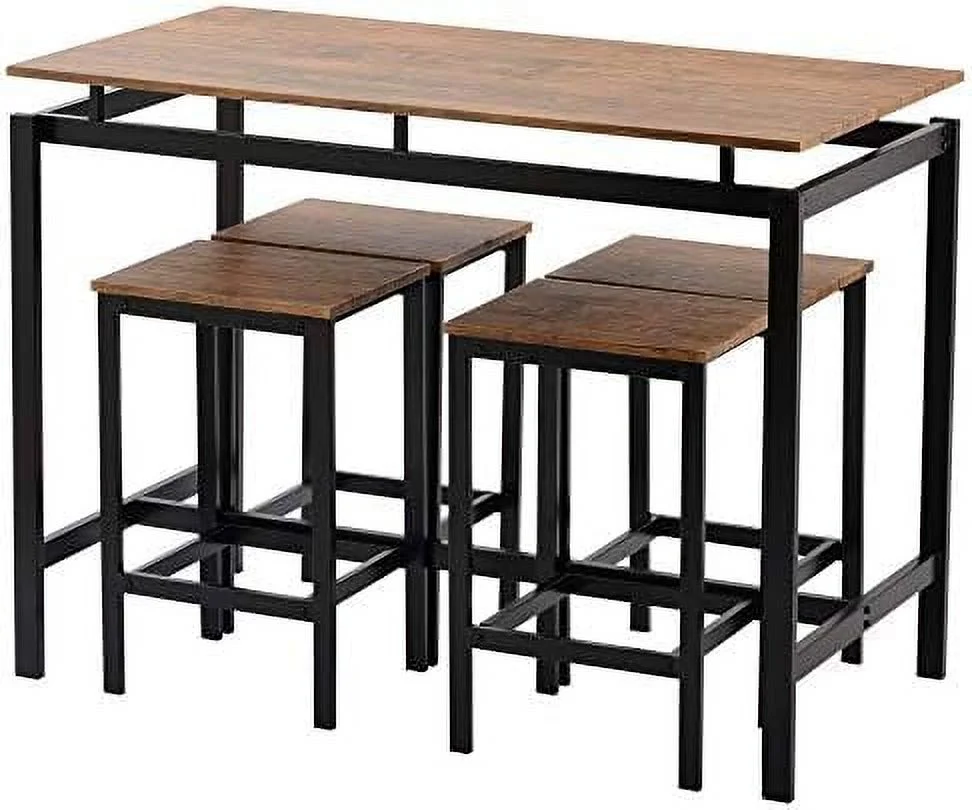 GEROBOOM 3 Piece Dining Table Set  Retro Breakfast Table Set with 2 Dining Stools and  Shelves  Wood Dining Table Set for Small Space  Kitchen Table Set for 2  Black