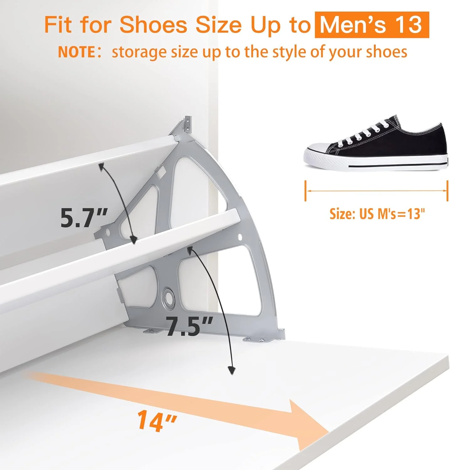 Shoe Cabinet for Entryway Slim Entryway Shoe Storage Cabinet with 2 Flip Drawers Size up to Men's 13 White Narrow Shoe Cabinet Freestanding Hidden Shoe Cabinet with Doors Open Shelves