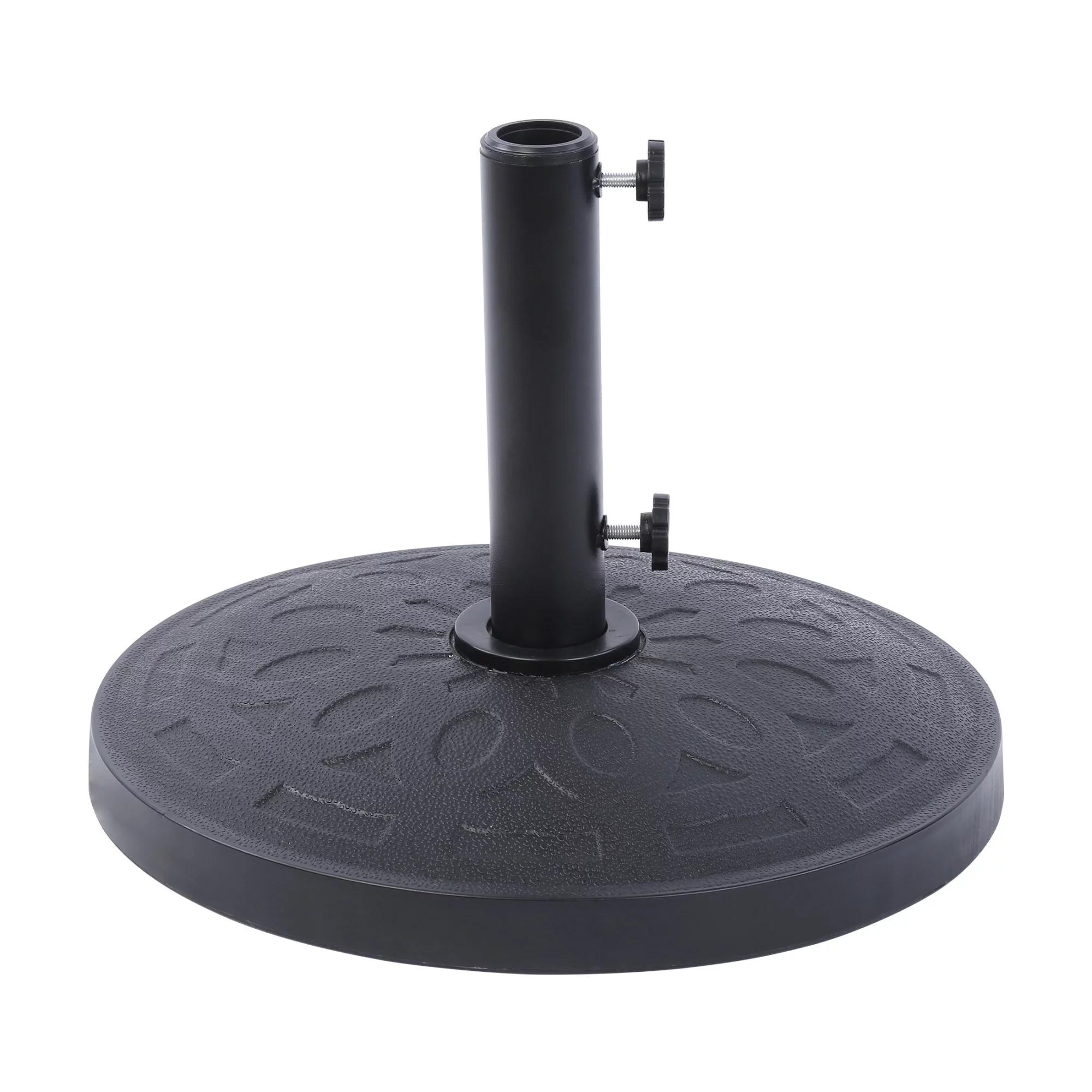 Westin Outdoor Round Resin Concrete Umbrella Base Weight with Decorative Pattern, Black