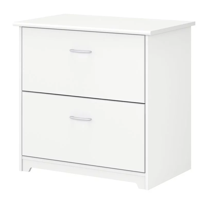 Home Square 2 Drawer Lateral Wood Filing Cabinet Set in White (Set of 2)