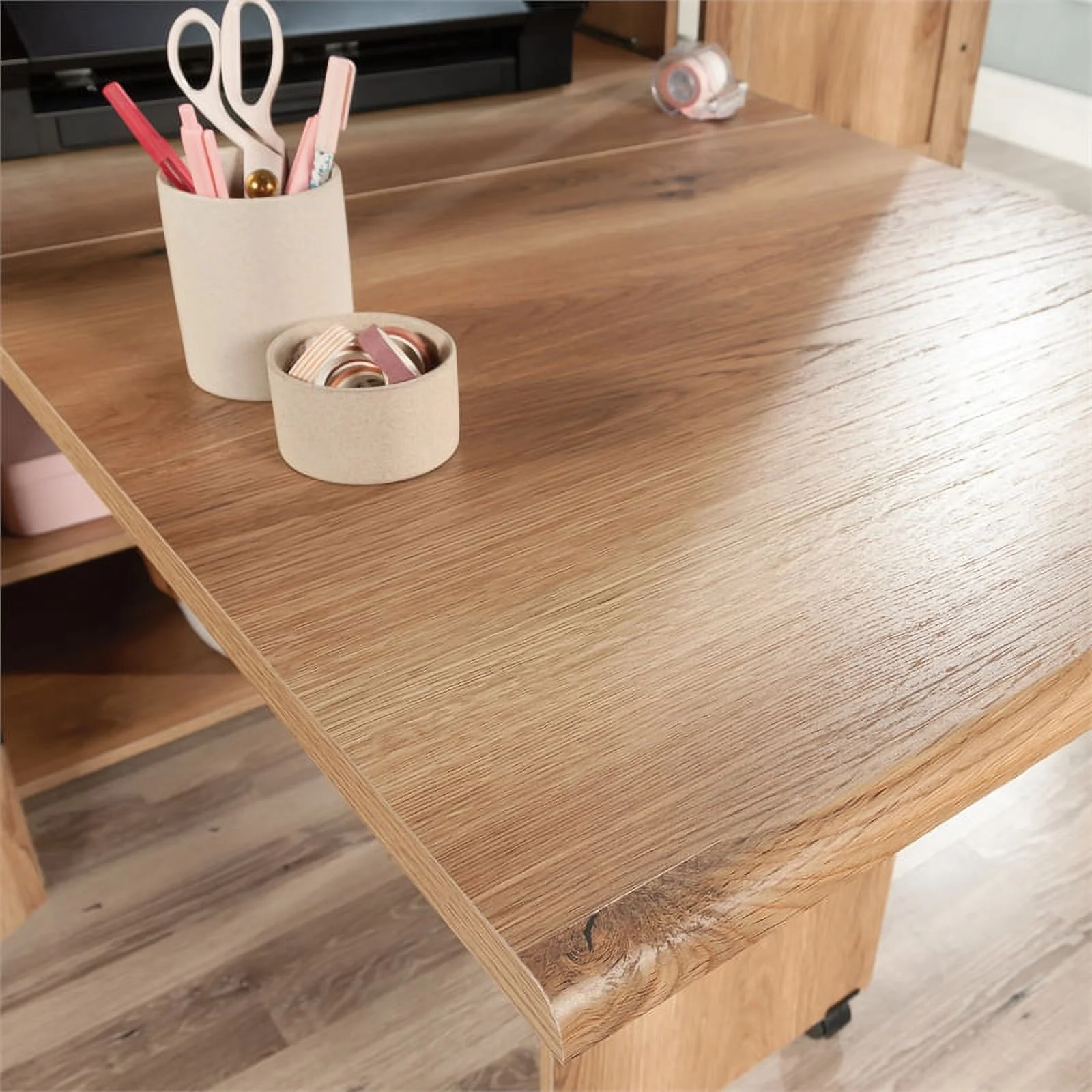 Pemberly Row Engineered Wood Multi-Purpose Armoire in Timber Oak Finish