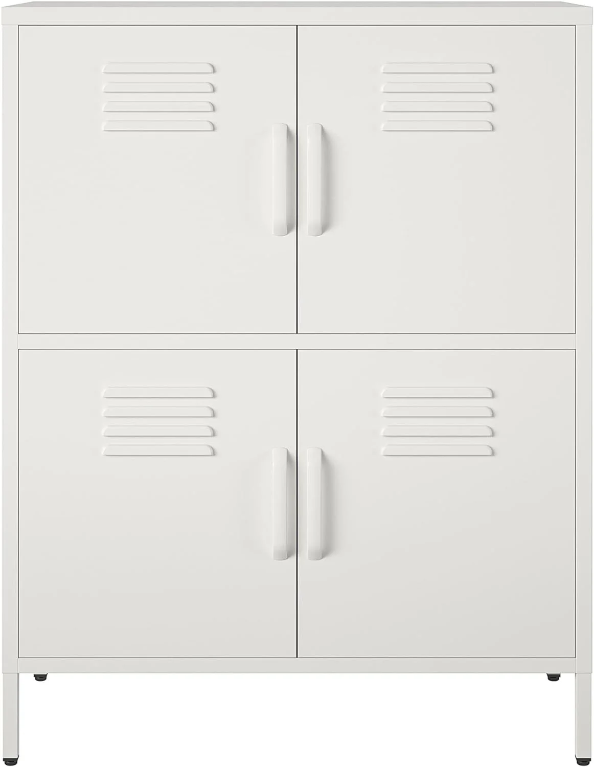YFbiubiulife Shadwick 4 Door Metal Locker Style Accent  Cabinet  Soft White