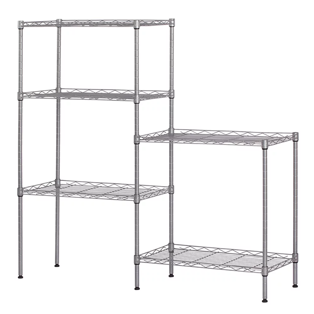 5-Shelf Adjustable Storage Shelves, Changeable Assembly Floor Standing Heavy Duty Storage Shelving Unit, Steel Organizer Wire Rack, Silver, 19.68