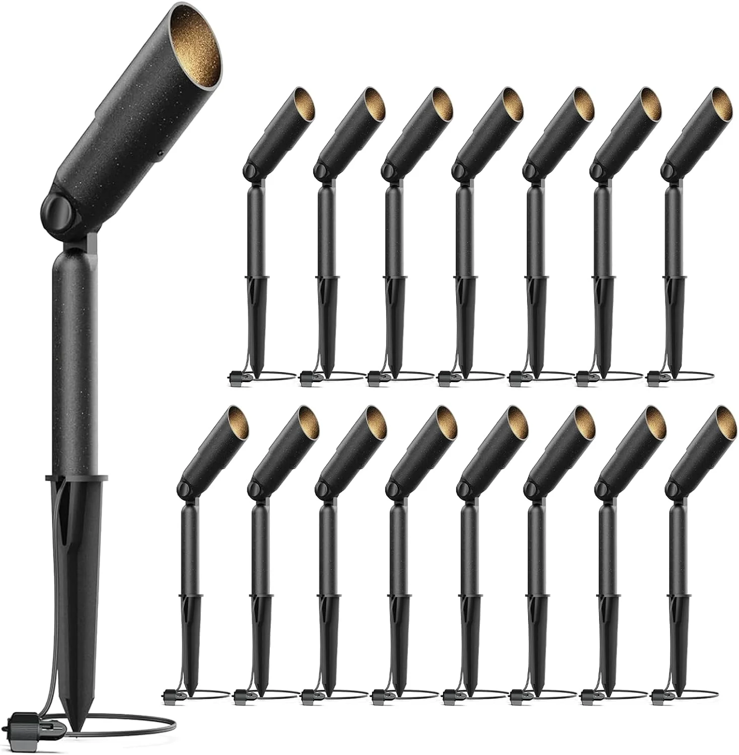 RUO Low Voltage LED Spotlight 12V Outdoor Spot Lights Landscape Lighting 3 Watt 3000K Warm White Light Weatherproof Spot Light for Garden Trees with Spike & Connector 4Pack