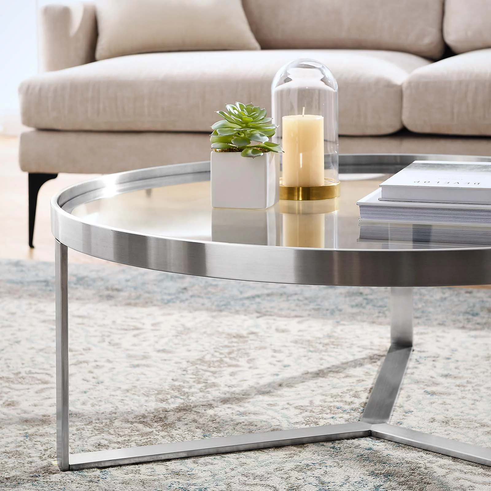Modway Relay Coffee Table in Silver