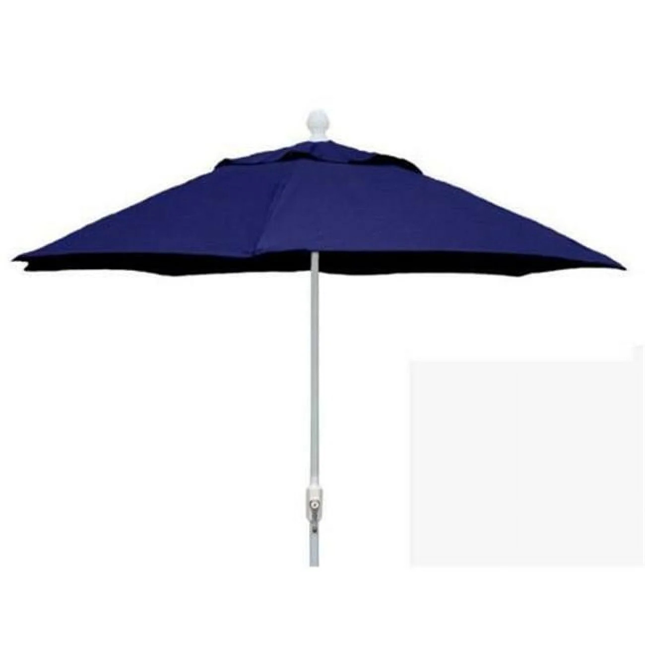 7.5 ft. Hex 6 Rib Crank White with Navy Blue Spun Poly Canopy Patio Umbrella