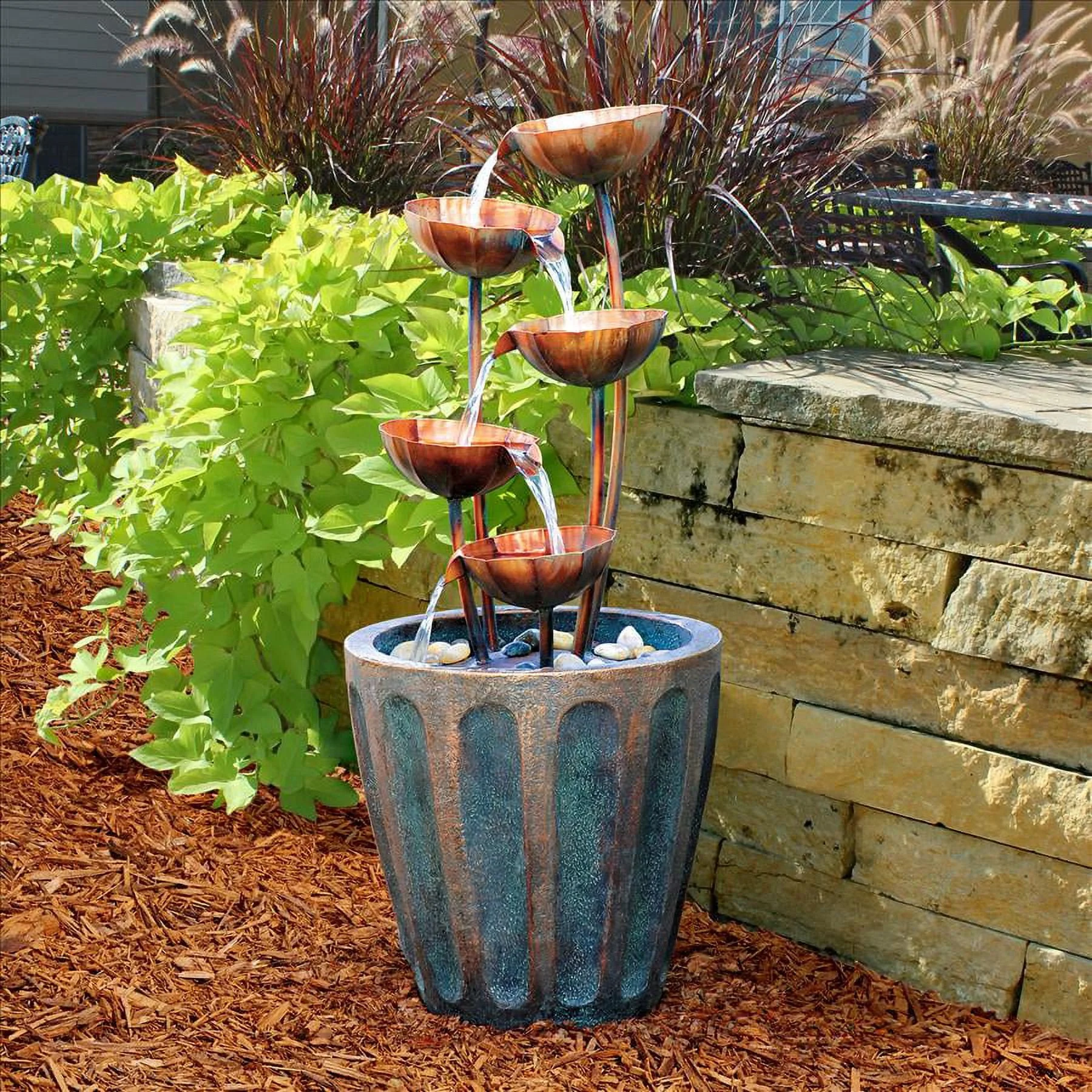 Design Toscano Copper Falls Cascading Garden Fountain