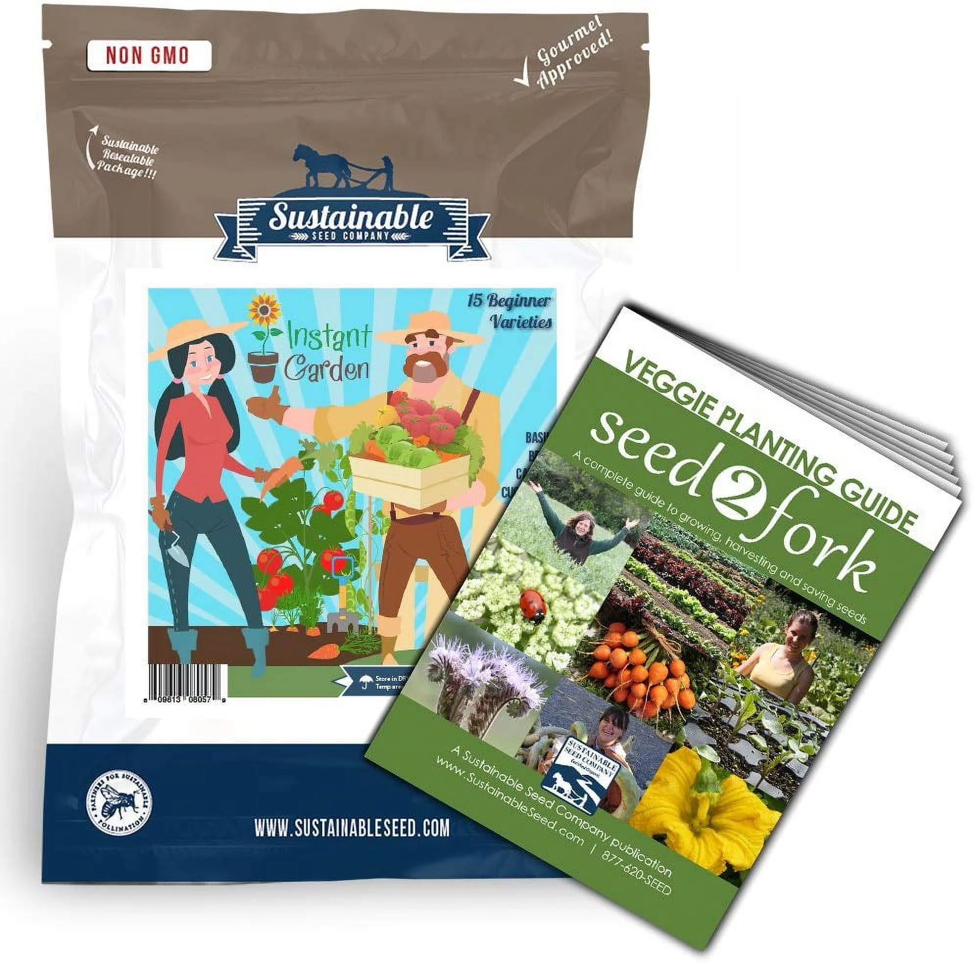 Sustainable Seed Instant Garden, Heirloom Vegetable, and Herb Seed Collection - 15 Varieties Non-GMO Heirloom Garden Vegetable Seeds (w/ Coco Coir Pellets)