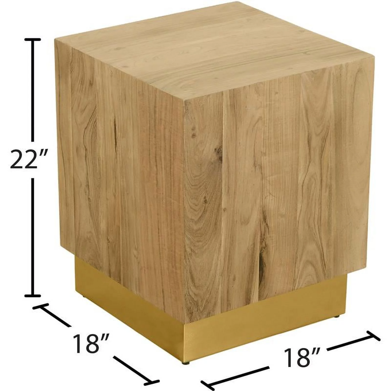 Meridian Furniture Acacia Wooden Top End Table with Durable Gold Metal Base