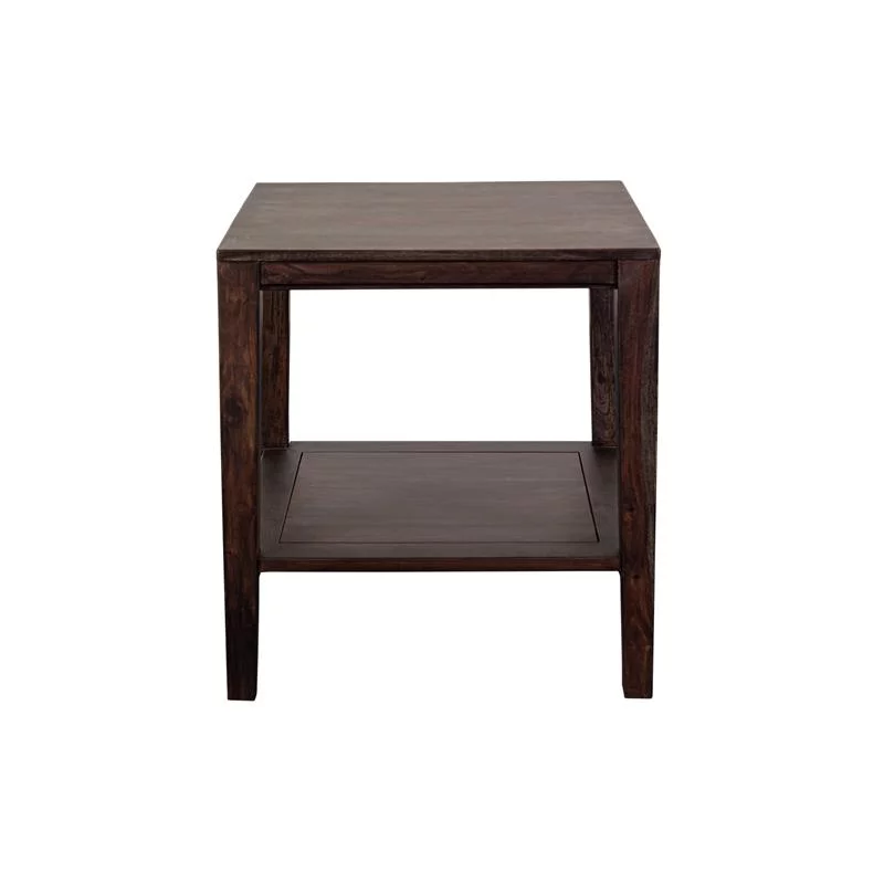 Home Square Fall River Solid Sheesham Wood End Table in Gray - Set of 2