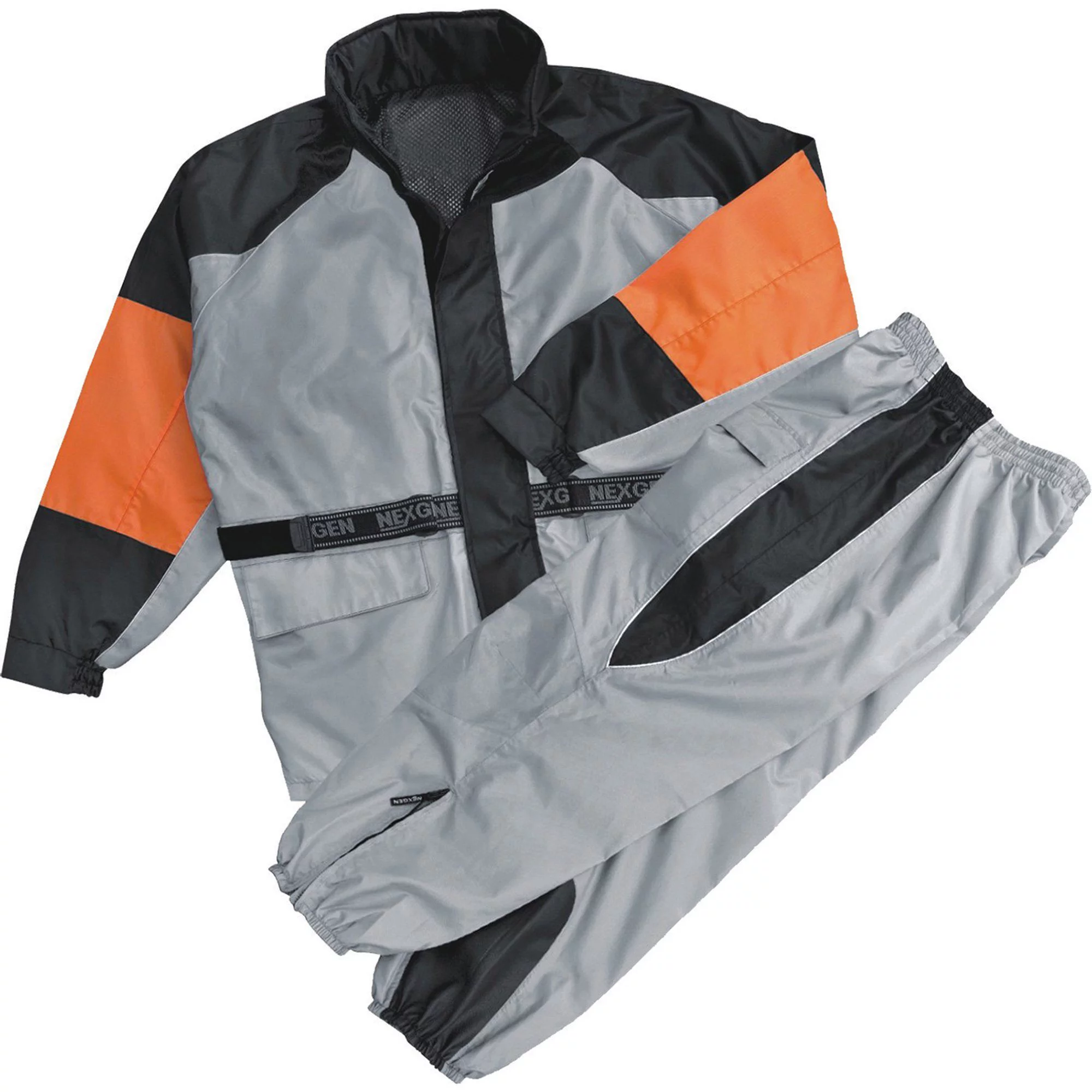 Milwaukee Leather Men's Orange & Silver Rain Suit Water Resitant w/ Reflective Piping  Silver