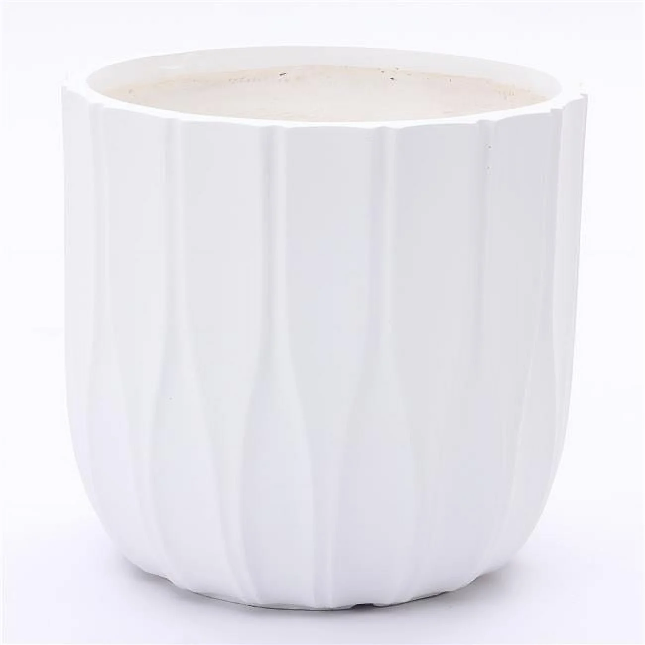 LuxenHome White MgO 14.5-in Round Planter