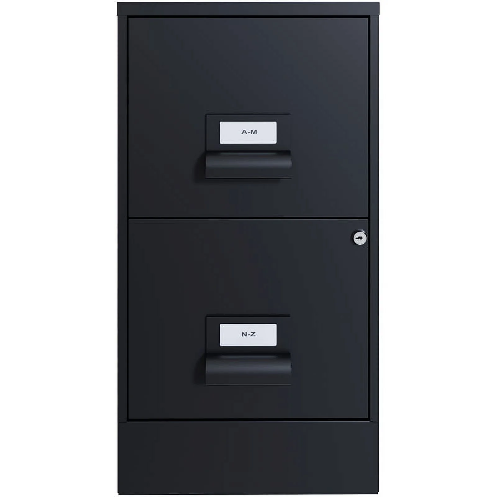 Home Square 2 Drawer Metal Vertical Wood Filing Cabinet Set in Black (Set of 2)
