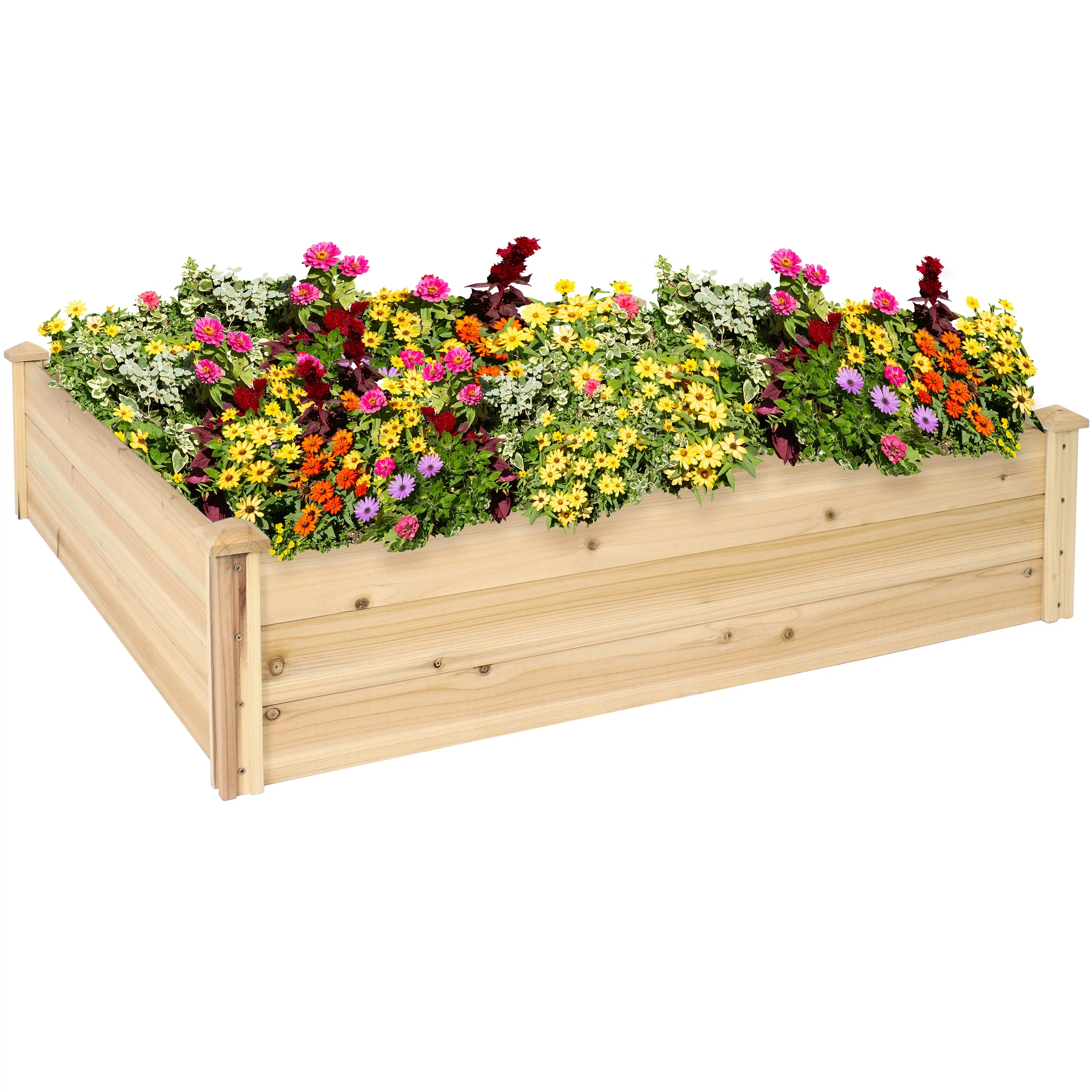 Sunnydaze Outdoor Square Wood Raised Garden Bed - 48