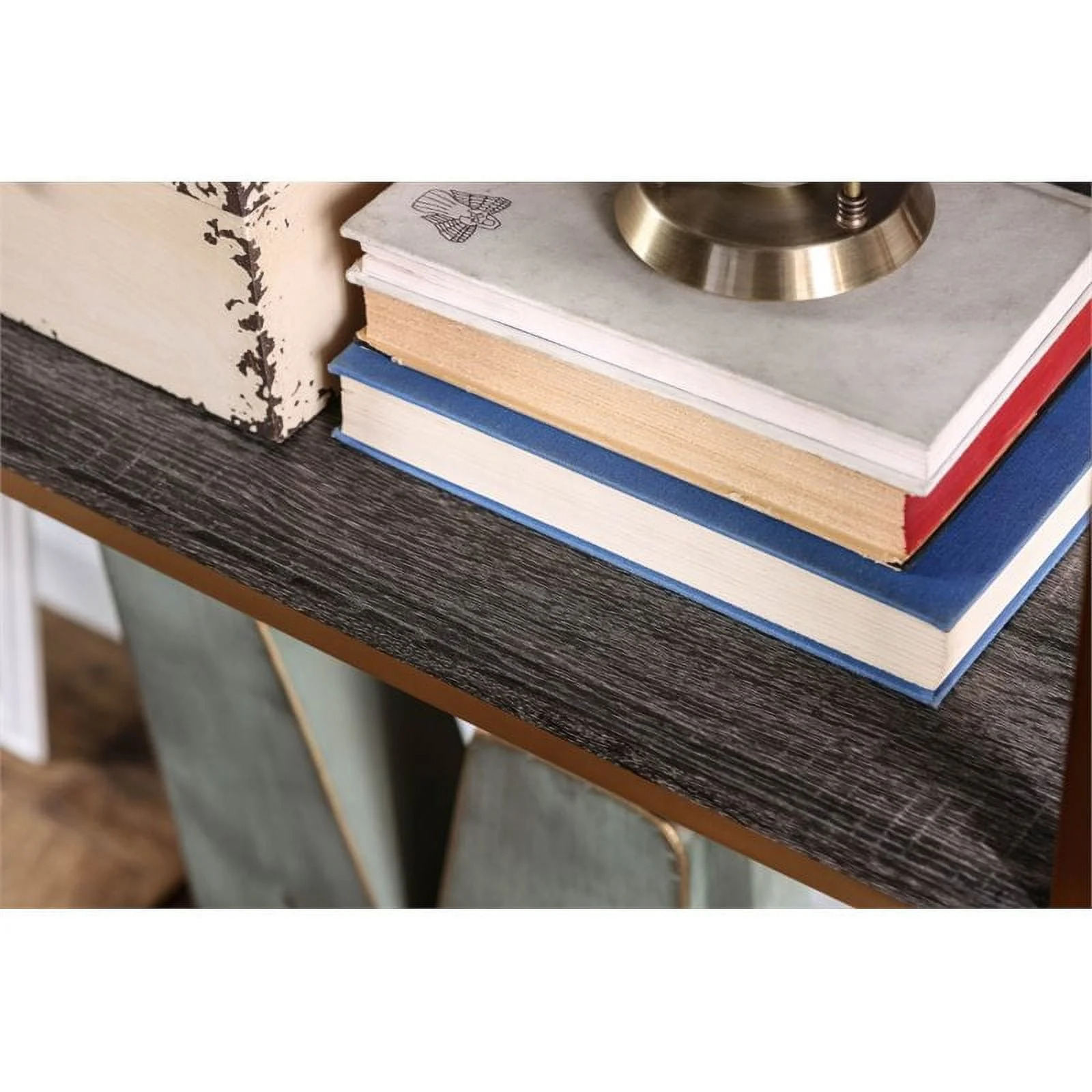 Bowery Hill Modern Metal 6-Shelf Bookcase in Champagne