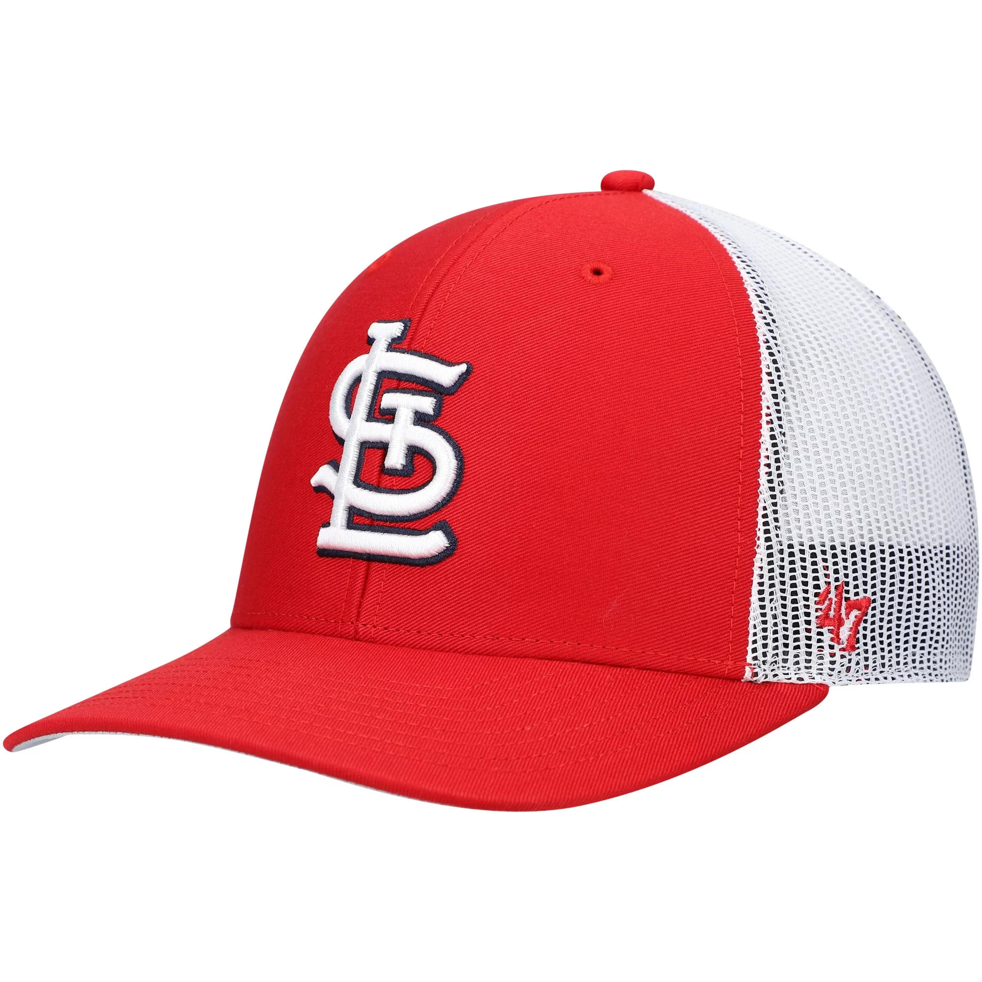 Men's '47 Red/White St. Louis Cardinals Primary Logo Trucker Snapback Hat - OSFA
