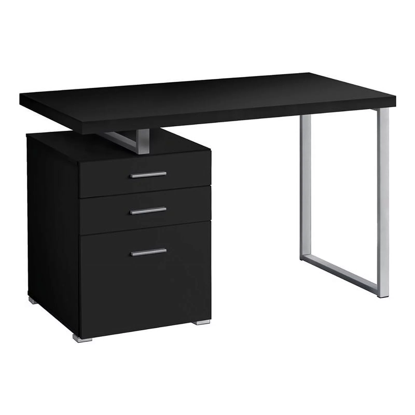 Pemberly Row Contemporary Wood Reversible Pedestal Computer Desk in Black