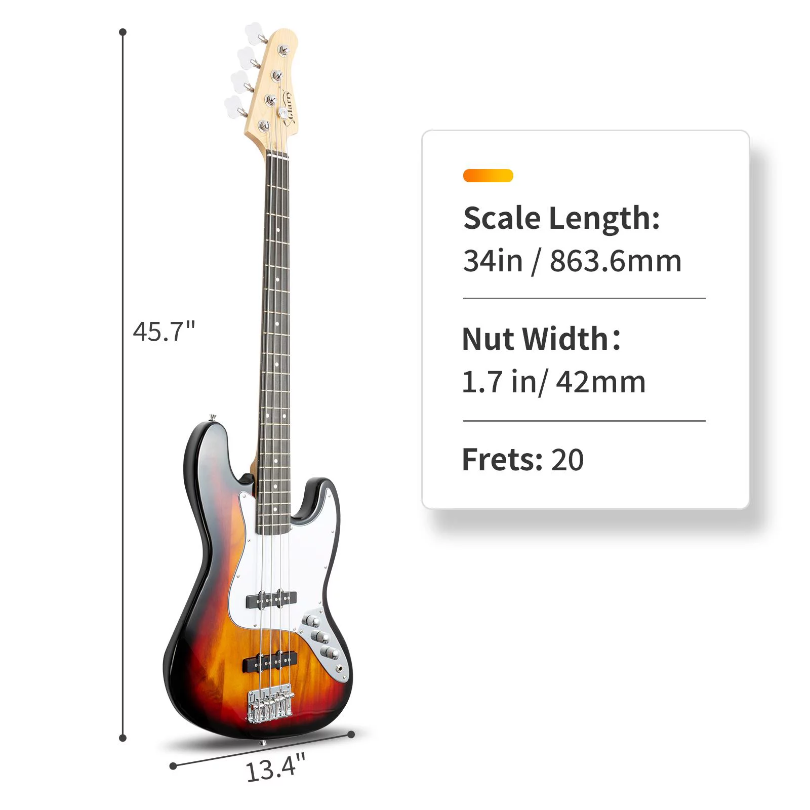 Glarry Electric 4-String Burning Fire Bsss Guitar with Tools