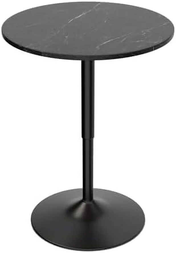 NLTBONNIE 23.5'' Round Pub Table   Degree Swivel Cocktail  Table with Black Leg  Adjustable Height Range 27.5"-35.7" for Living Room Kitchen (Brown)