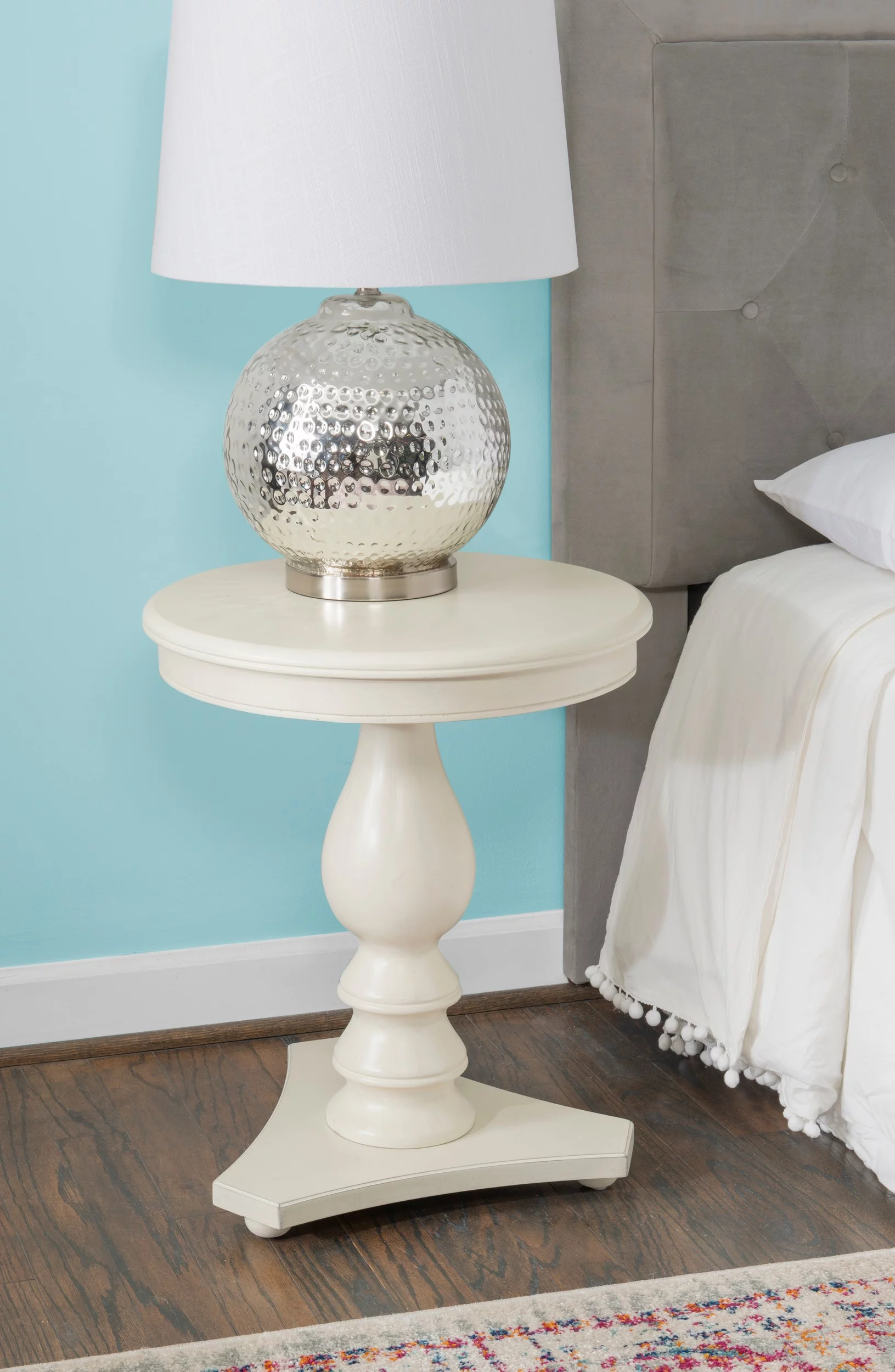 Powell Stanton Pedestal Accent Side Table, White