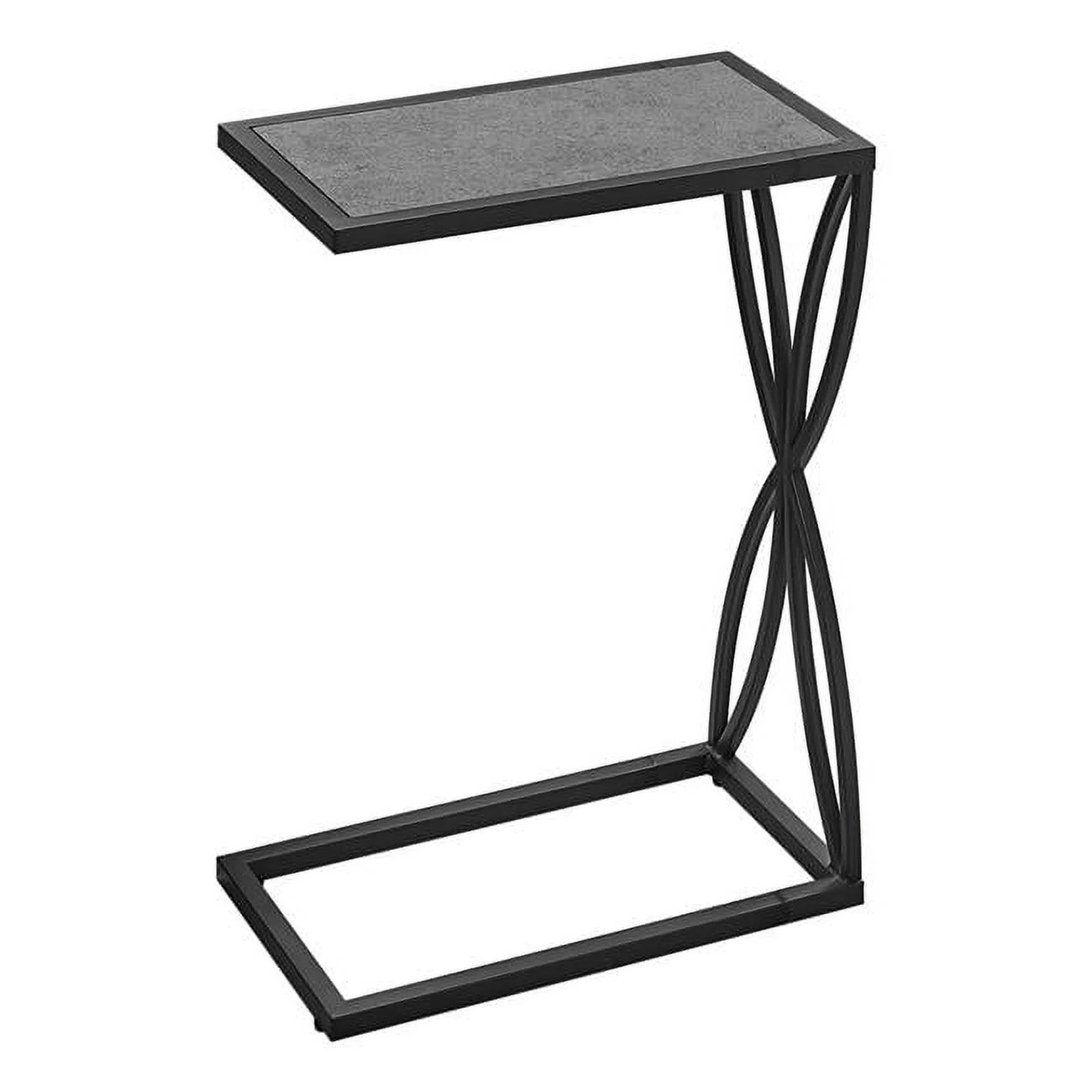 Accent Table C-shaped End Side Snack Living Room Bedroom Metal Grey