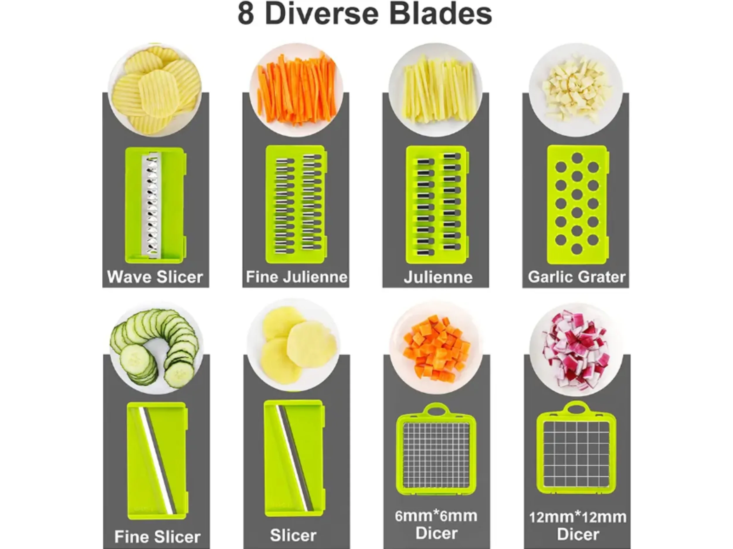 Vegetable Chopper, Kitchen Vegetable Slicer Dicer Cutter, Multifunctional 14 in 1 Vegetable Chopper, Pro Onion Chopper, Gray, Carrot and Garlic Chopper With Container, Efficient and Durable Design