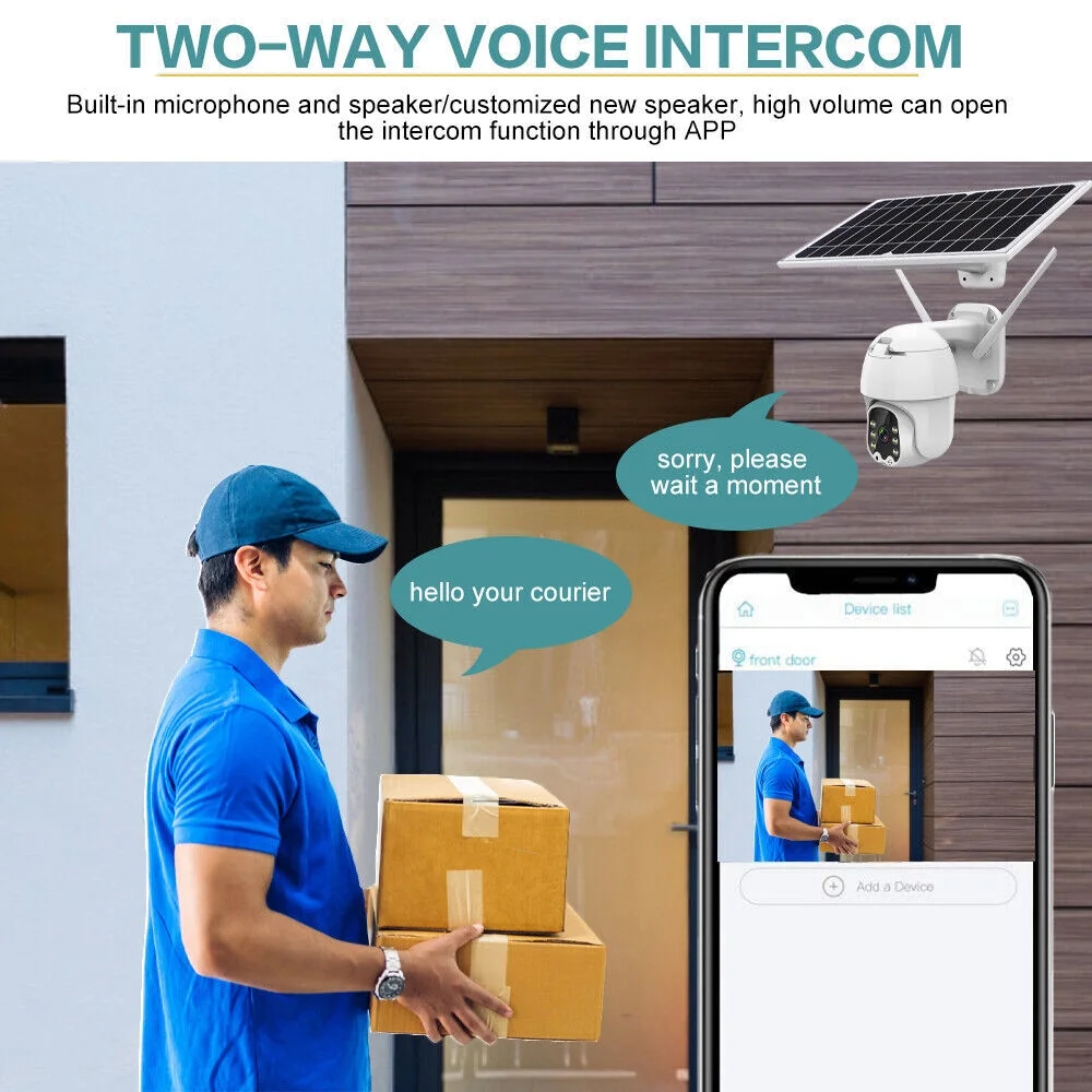 Solar Security Cameras ,DFITO 355° View Pan,Solar Battery Powered WiFi Security Outdoor System, HD Night Vision,White