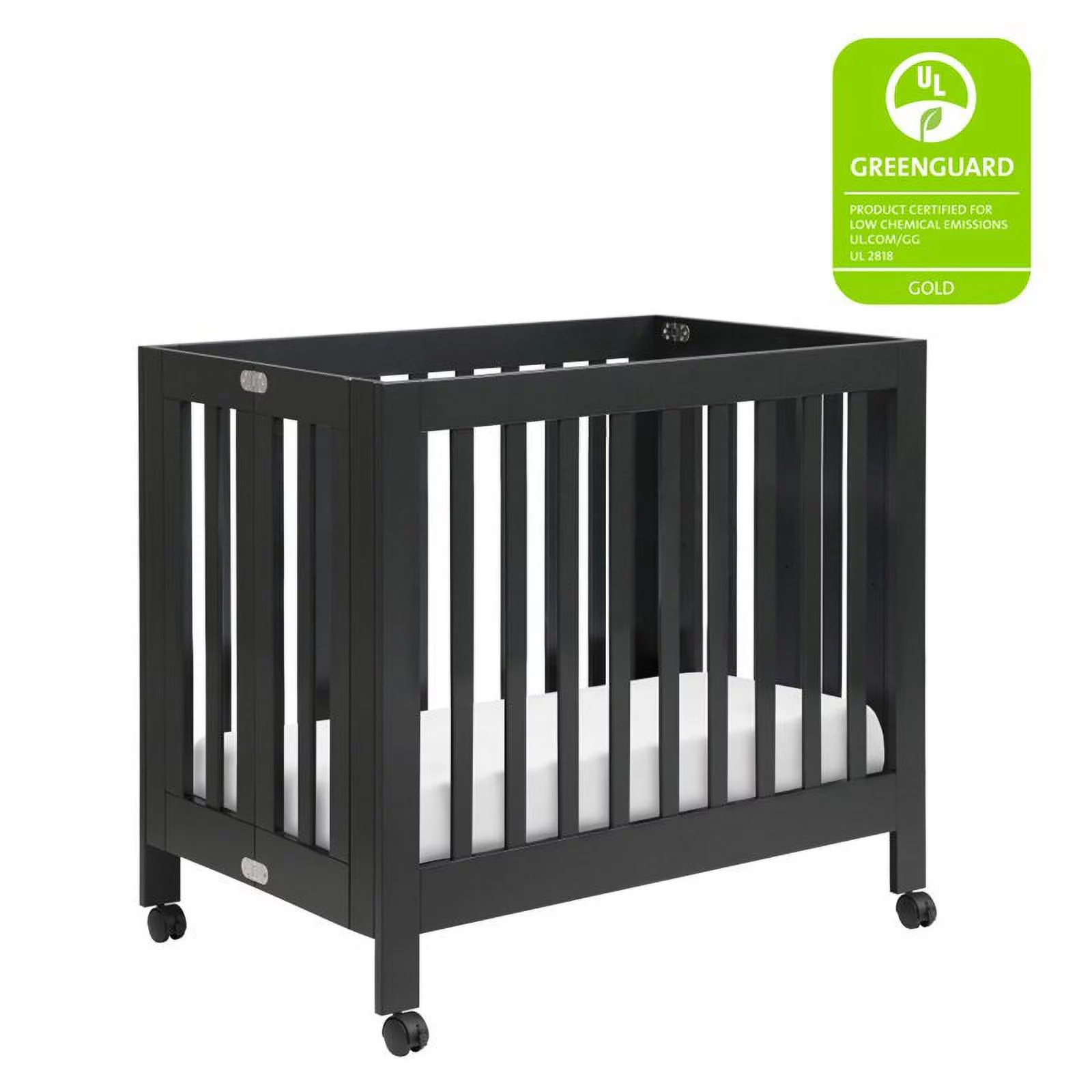 Origami Portable Wood Mini Crib in Black