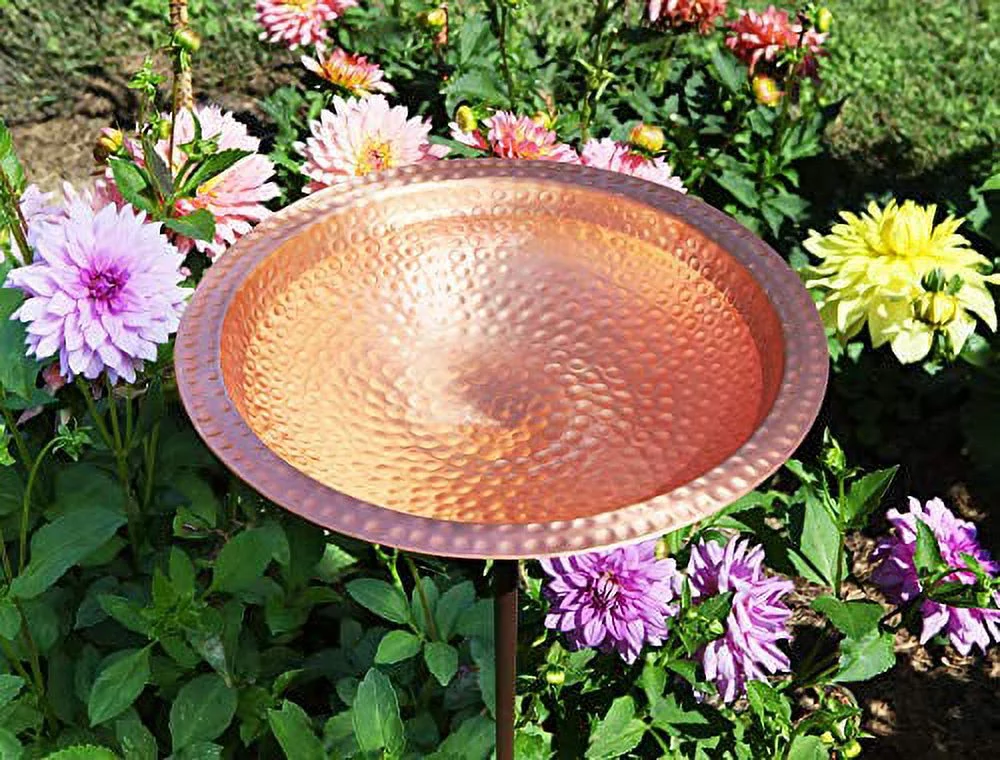 Achla Hammered Solid Copper Bird Bath with Stake