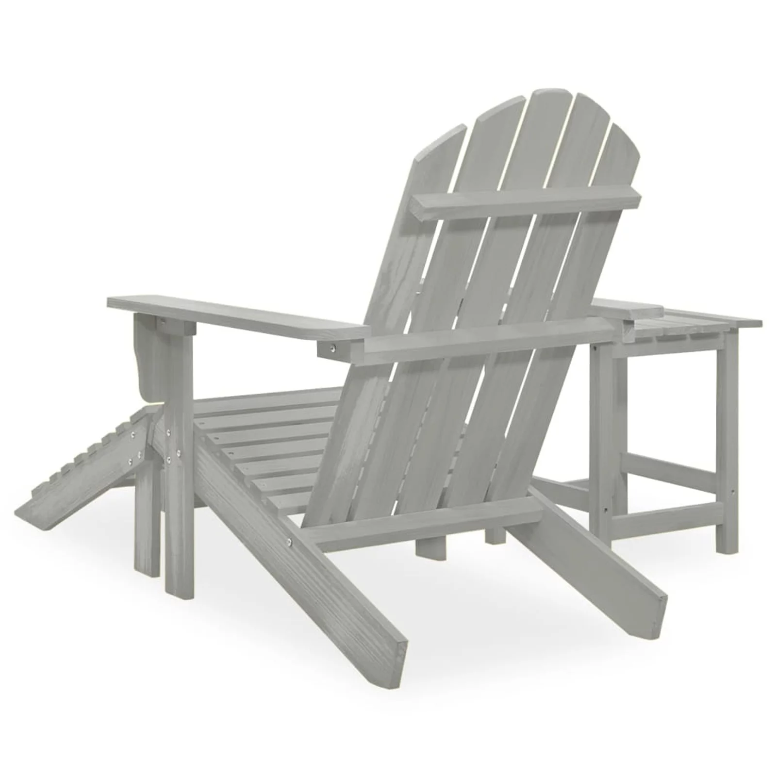 Tomshoo Patio Adirondack Chair with Ottoman&Table Solid Fir Wood Gray