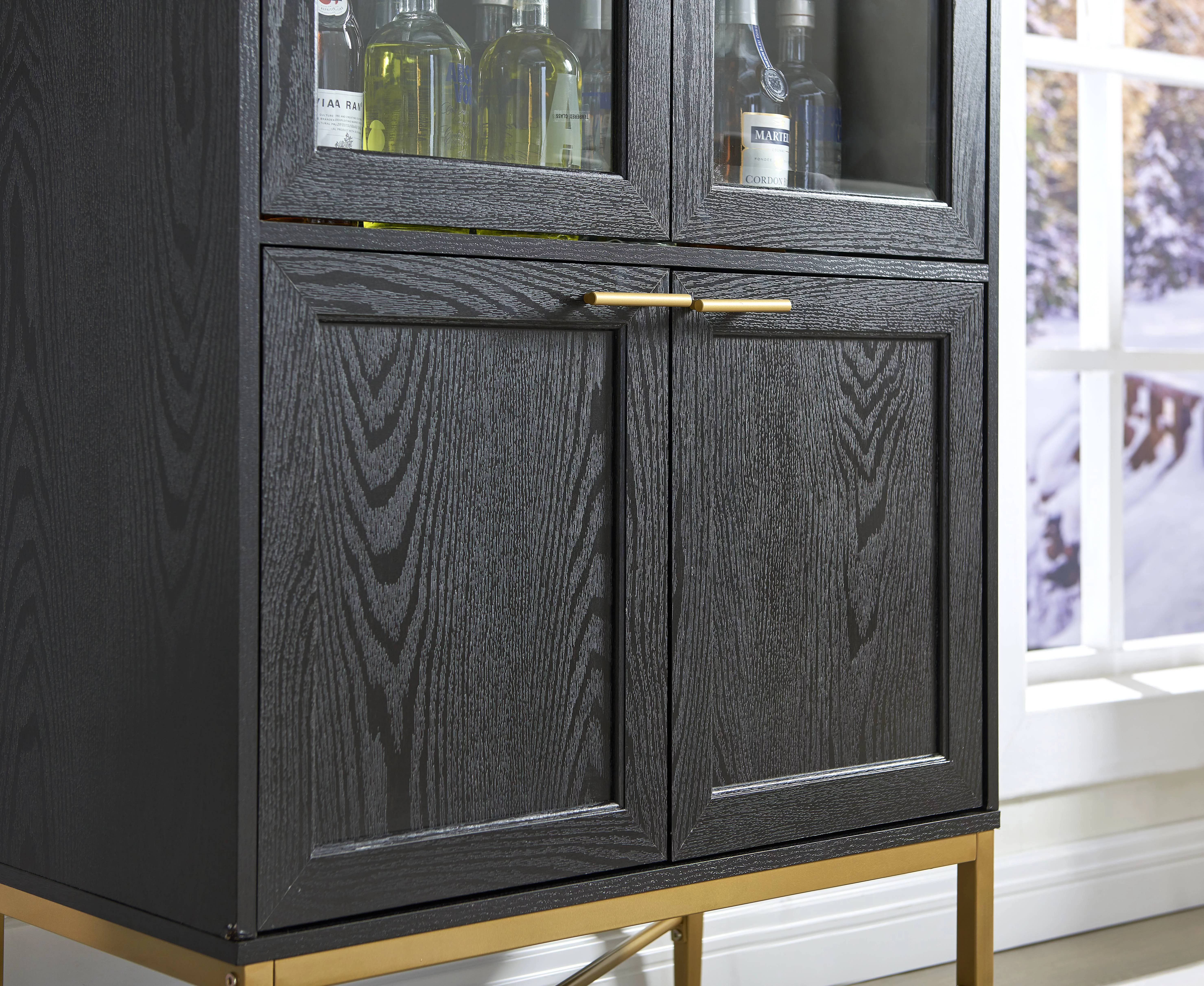 Gramercy Way Contemporary Home Bar Shelf Black Gold