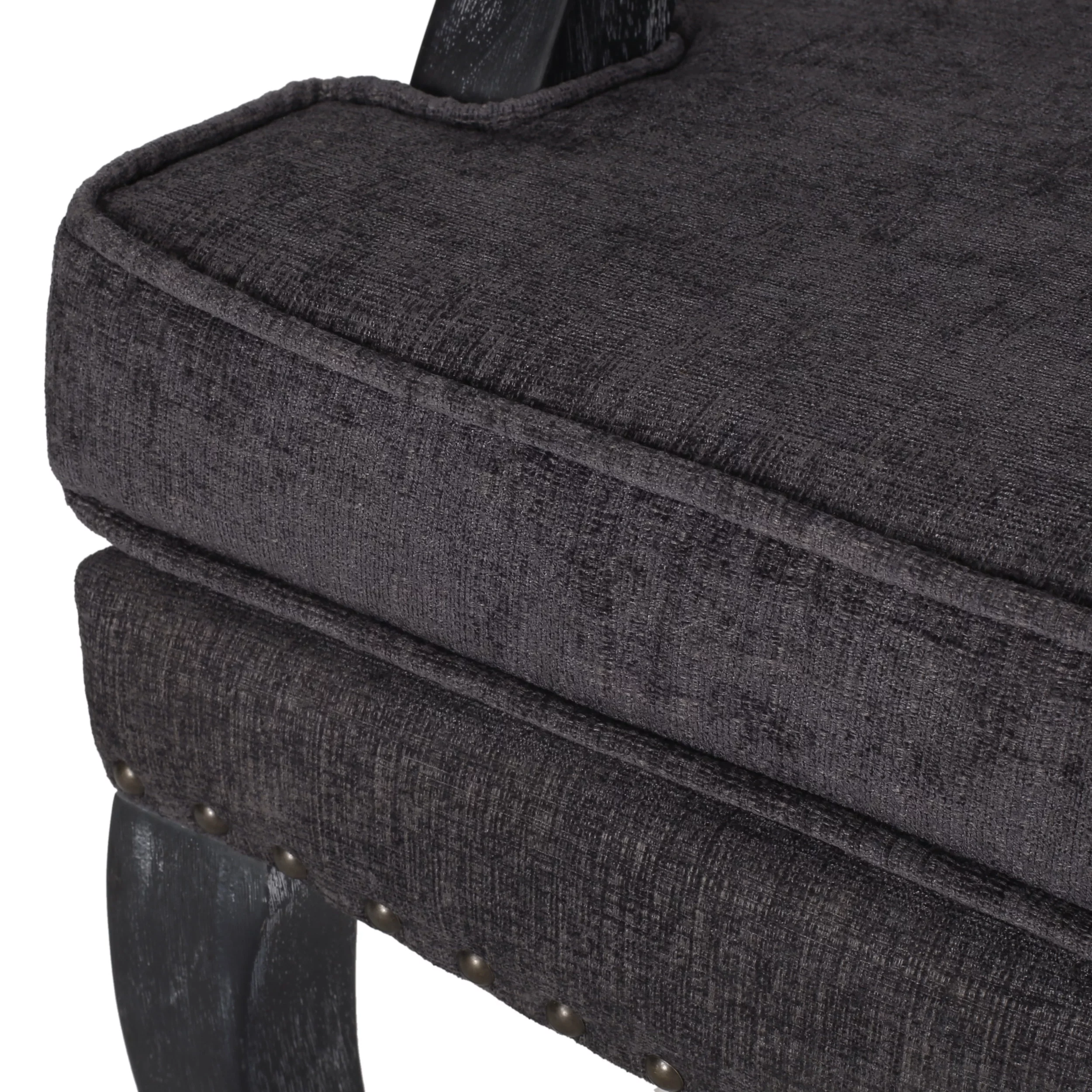 Noble House Ardson French Fabric Dining Arm Chair Set of 4, Gray, Natural