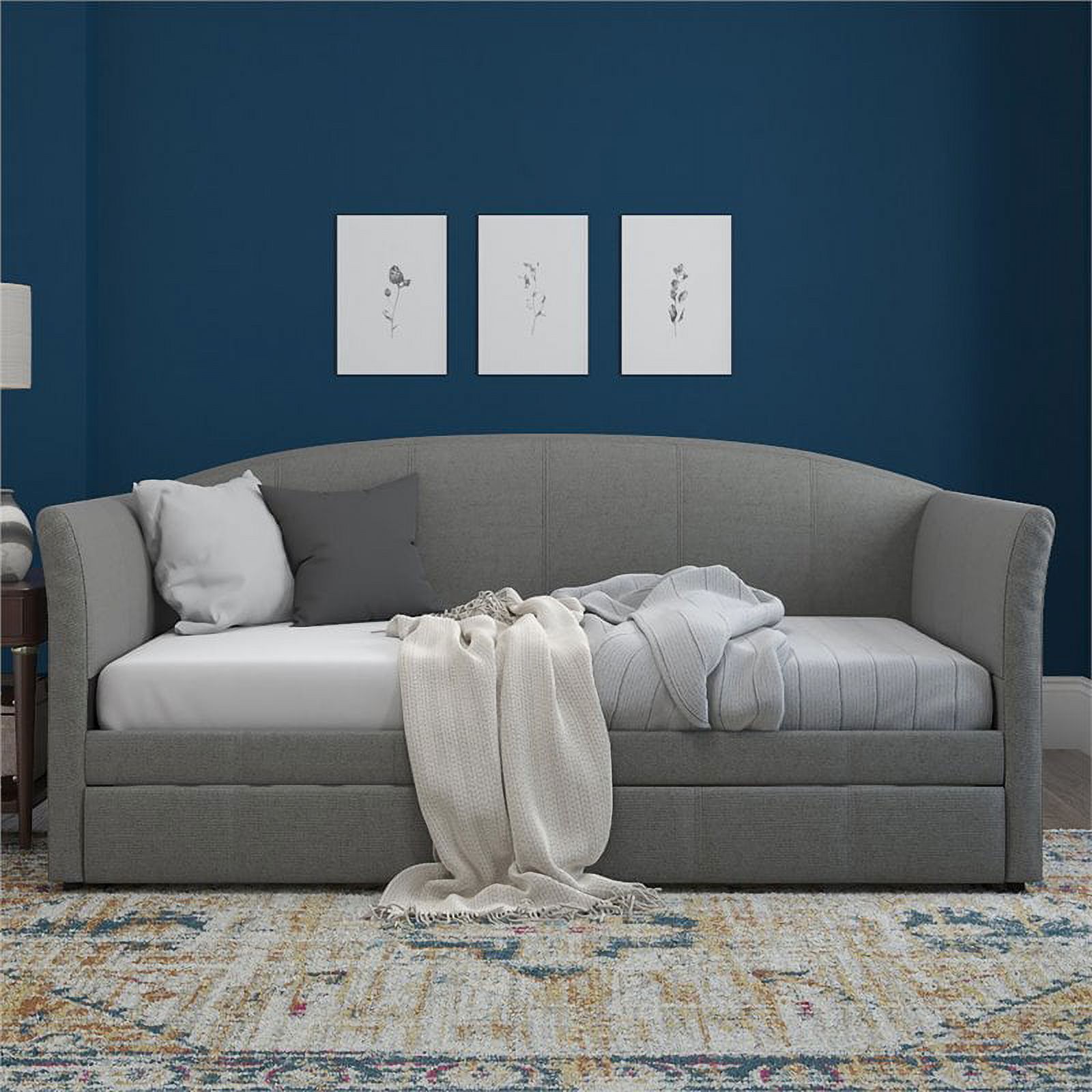 DHP Halle Modern Upholstered Daybed and Trundle in Gray Linen