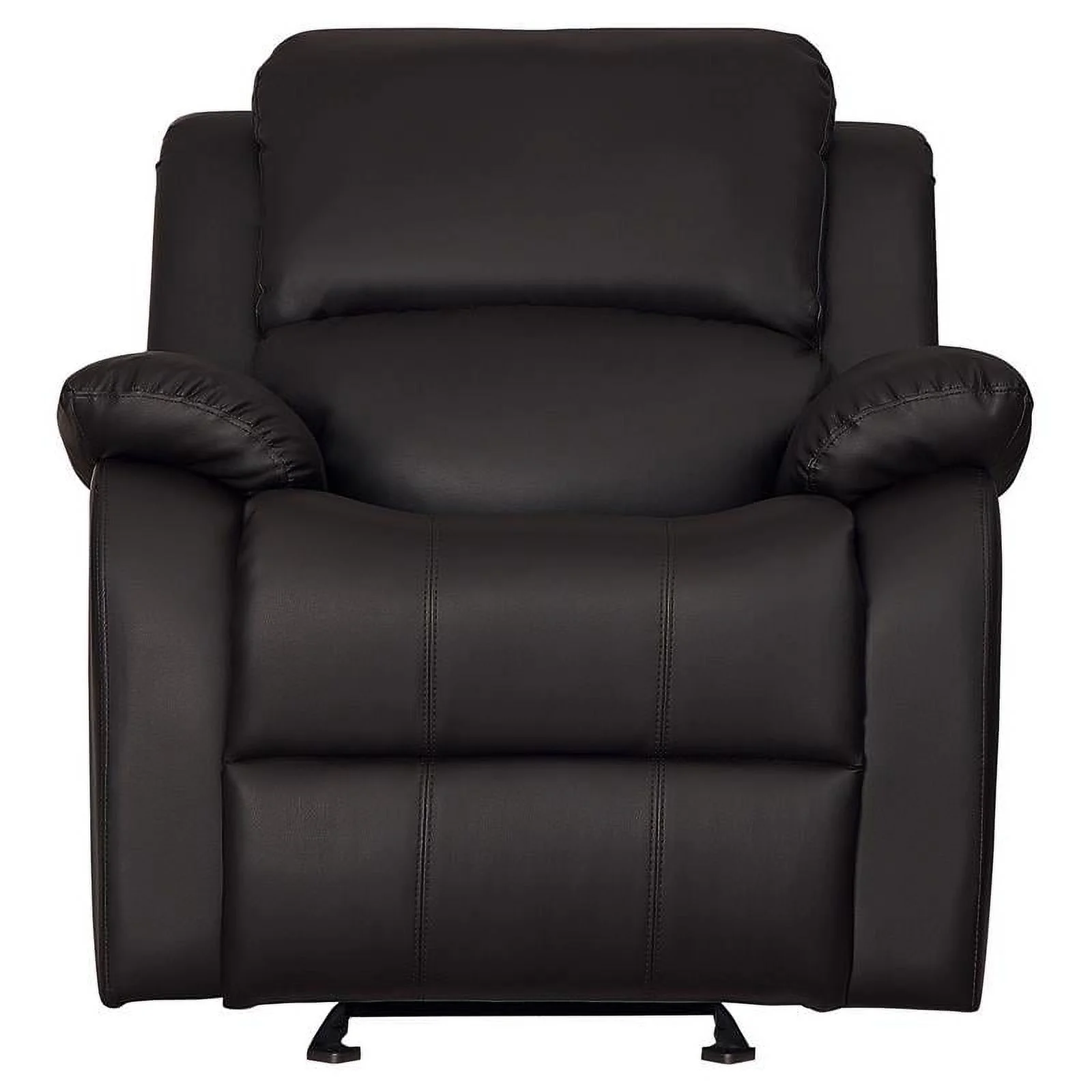Pemberly Row Transitional Faux Leather Glider Reclining Chair in Dark Brown