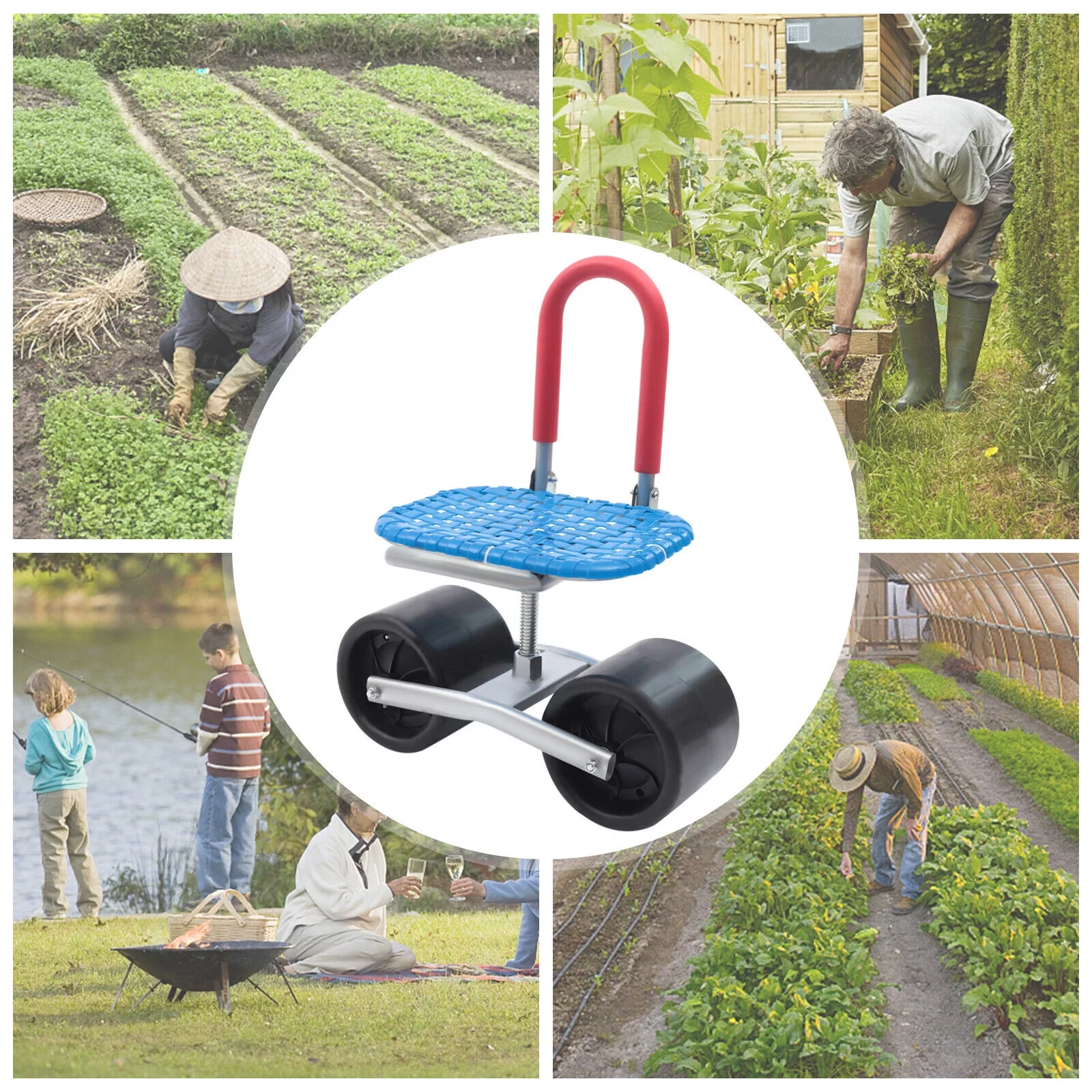 TOOL1SHOoo   Garden Cart Movable Work Adjustable Planting Seat