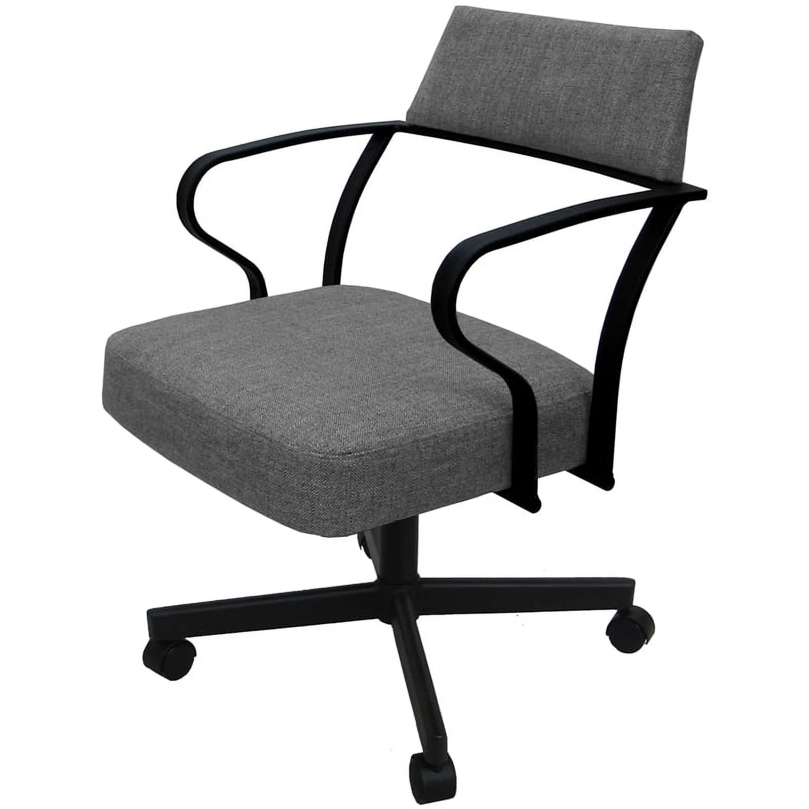 Carolina Swivel Tilt Metal Dining Caster Chair - Gray fabric - Black frame