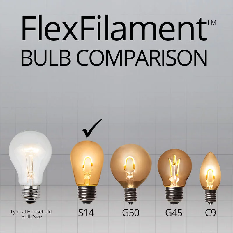 Wintergreen Lighting FlexFilament LED Warm White S14 Patio Light Bulbs, 5-Pack, E26 Base
